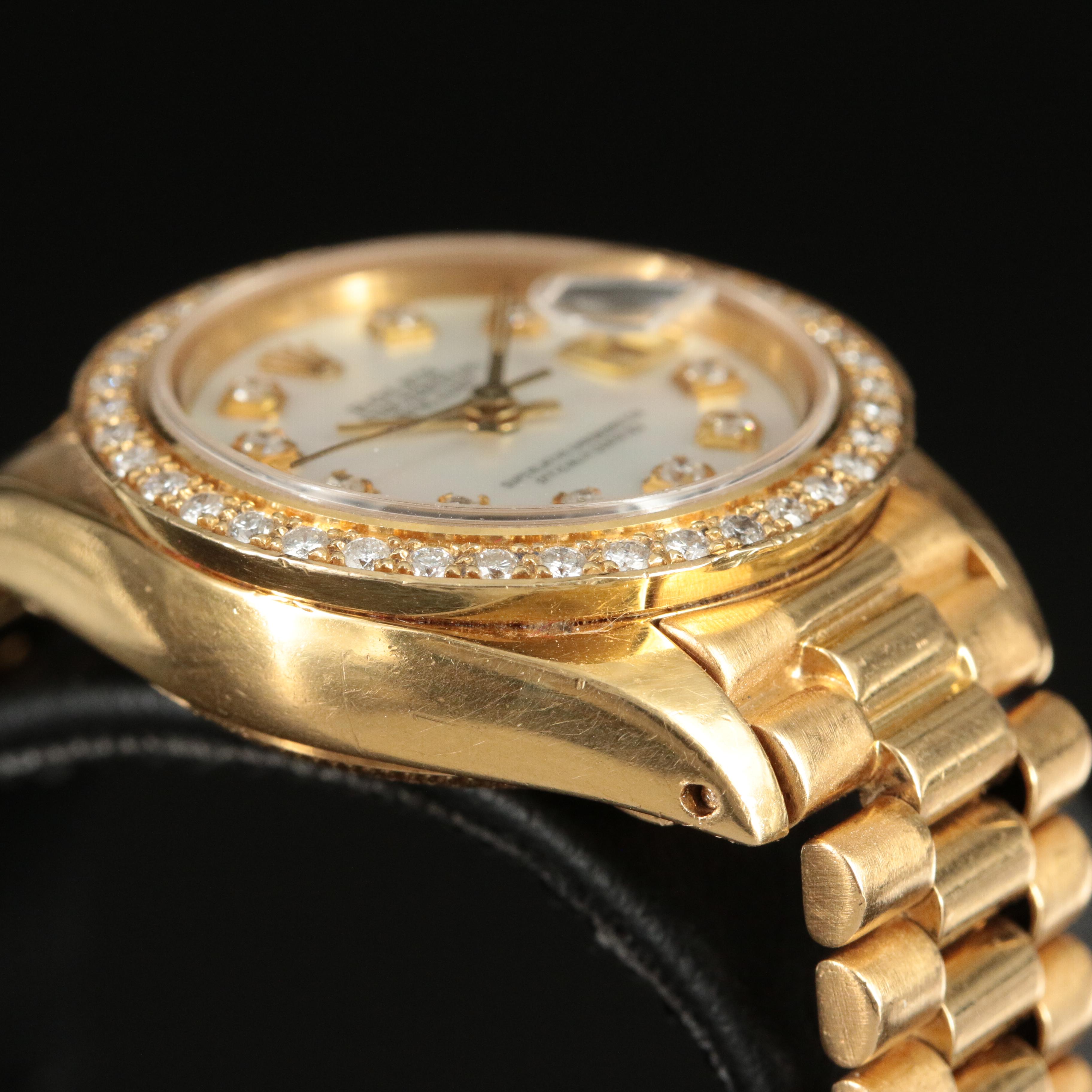 1982 Rolex 18K and Diamond Oyster Perpetual Date Watch
