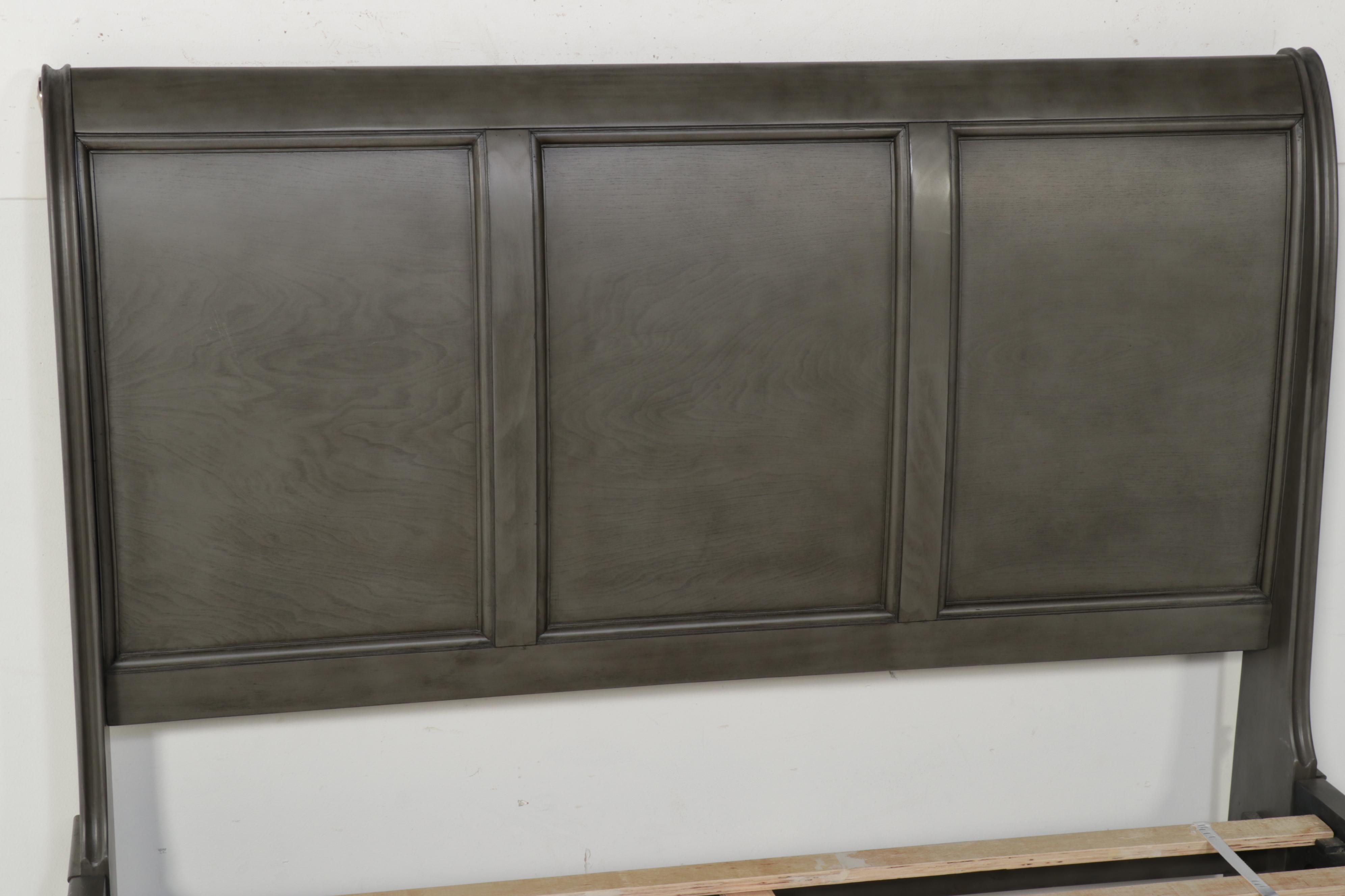 Contemporary Grey Finish Wooden Queen Bed Frame with Storage Drawers