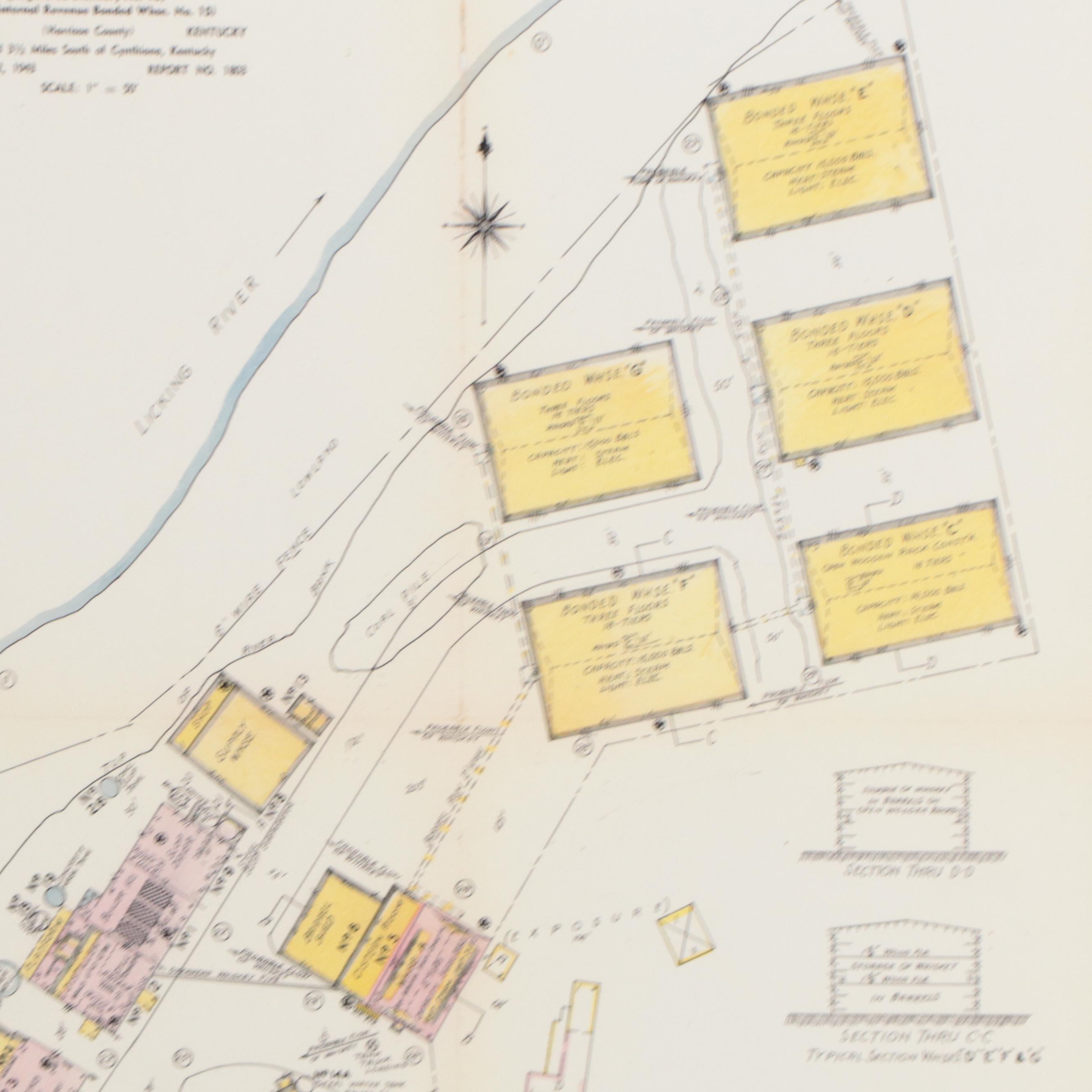 Giclée Blueprint of the Old Lewis Hunter Distillery Co.