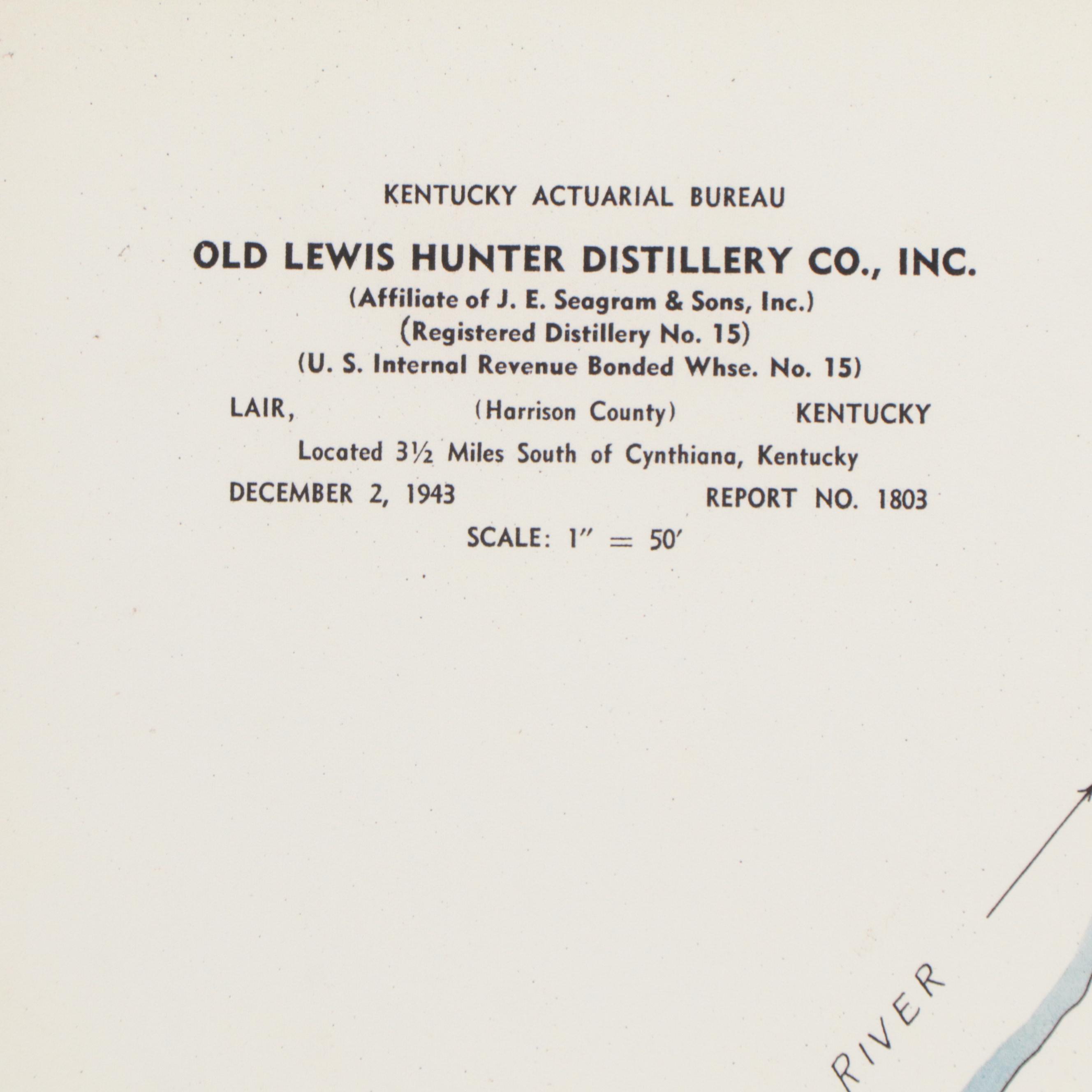 Giclée Blueprint of the Old Lewis Hunter Distillery Co.