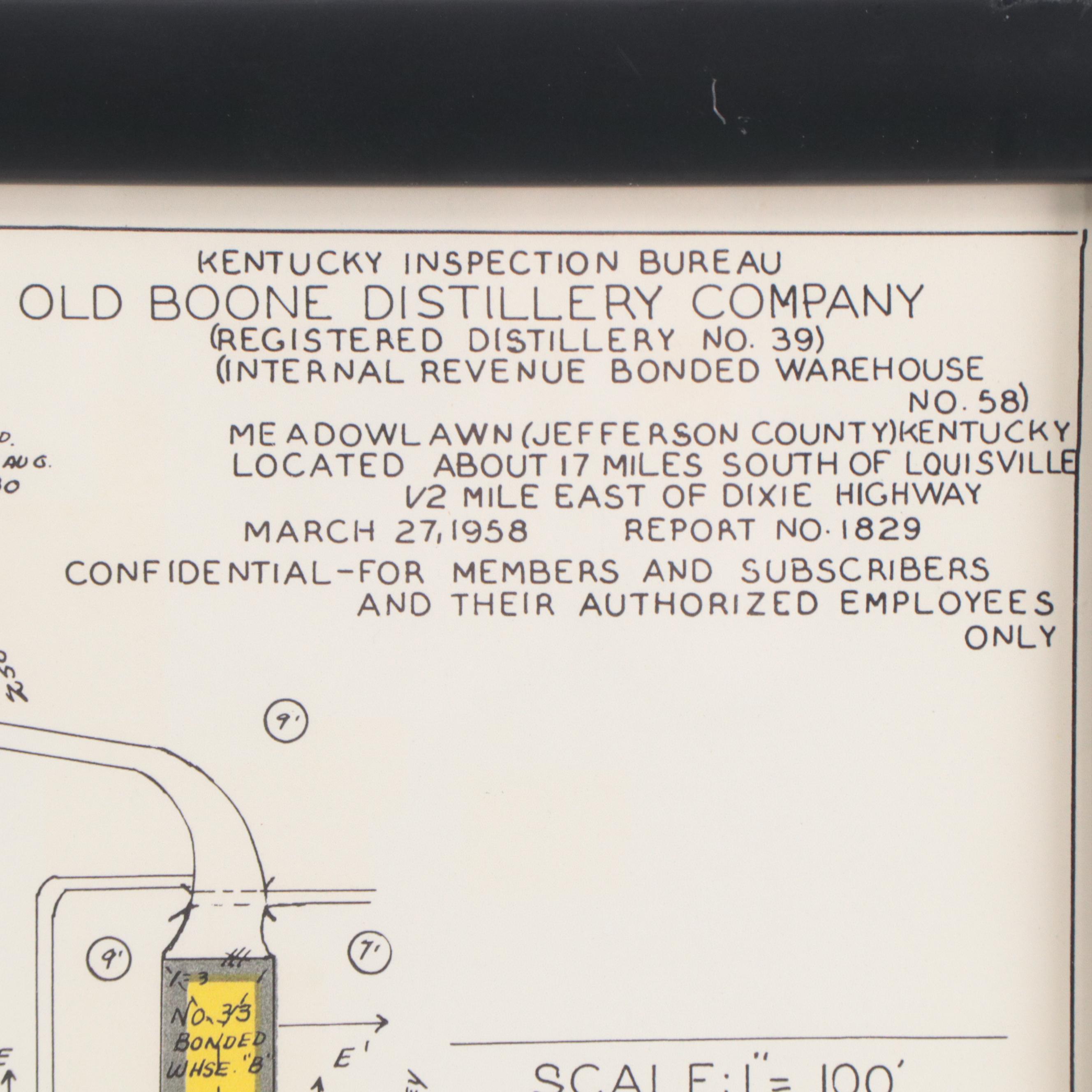 Giclée Blueprint of the Old Boone Distillery at Meadowlawn