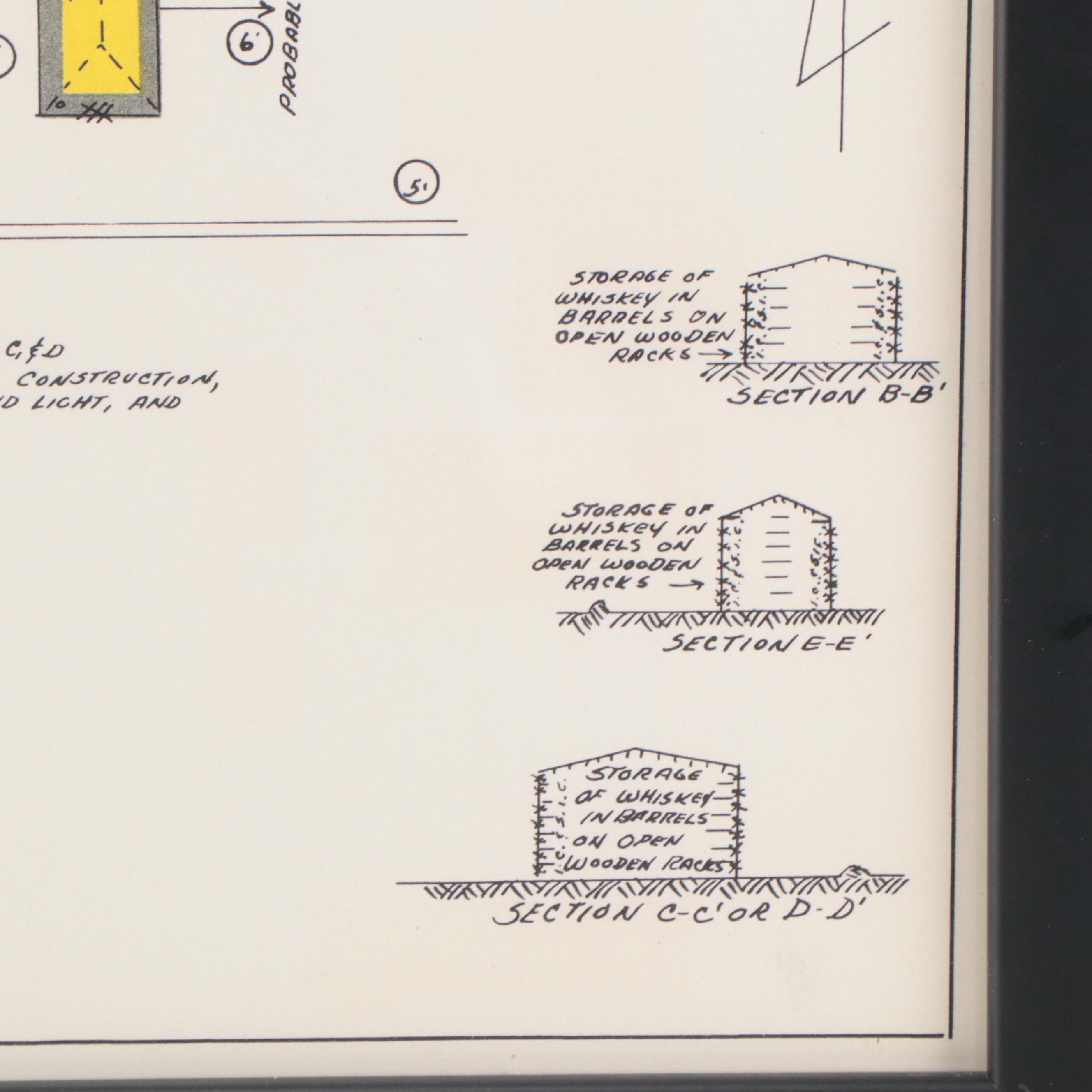 Giclée Blueprint of the Old Boone Distillery at Meadowlawn