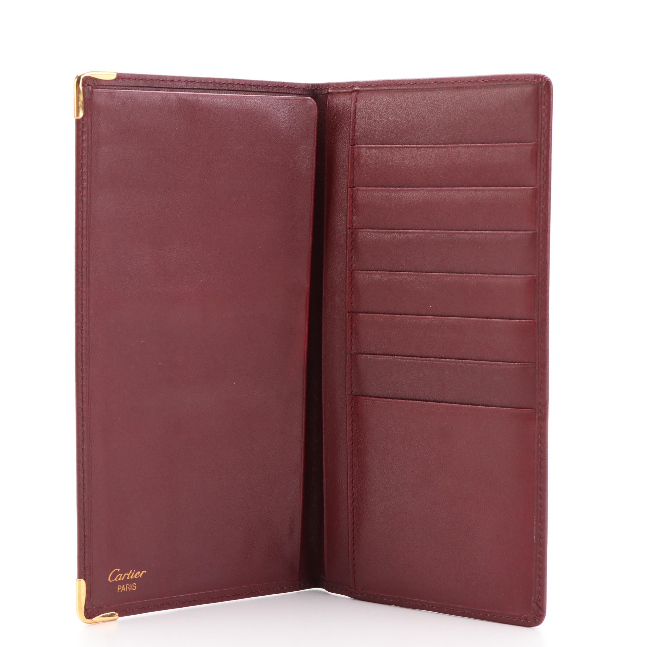 Cartier Vintage Burgundy Leather Bifold Long Checkbook Wallet EBTH