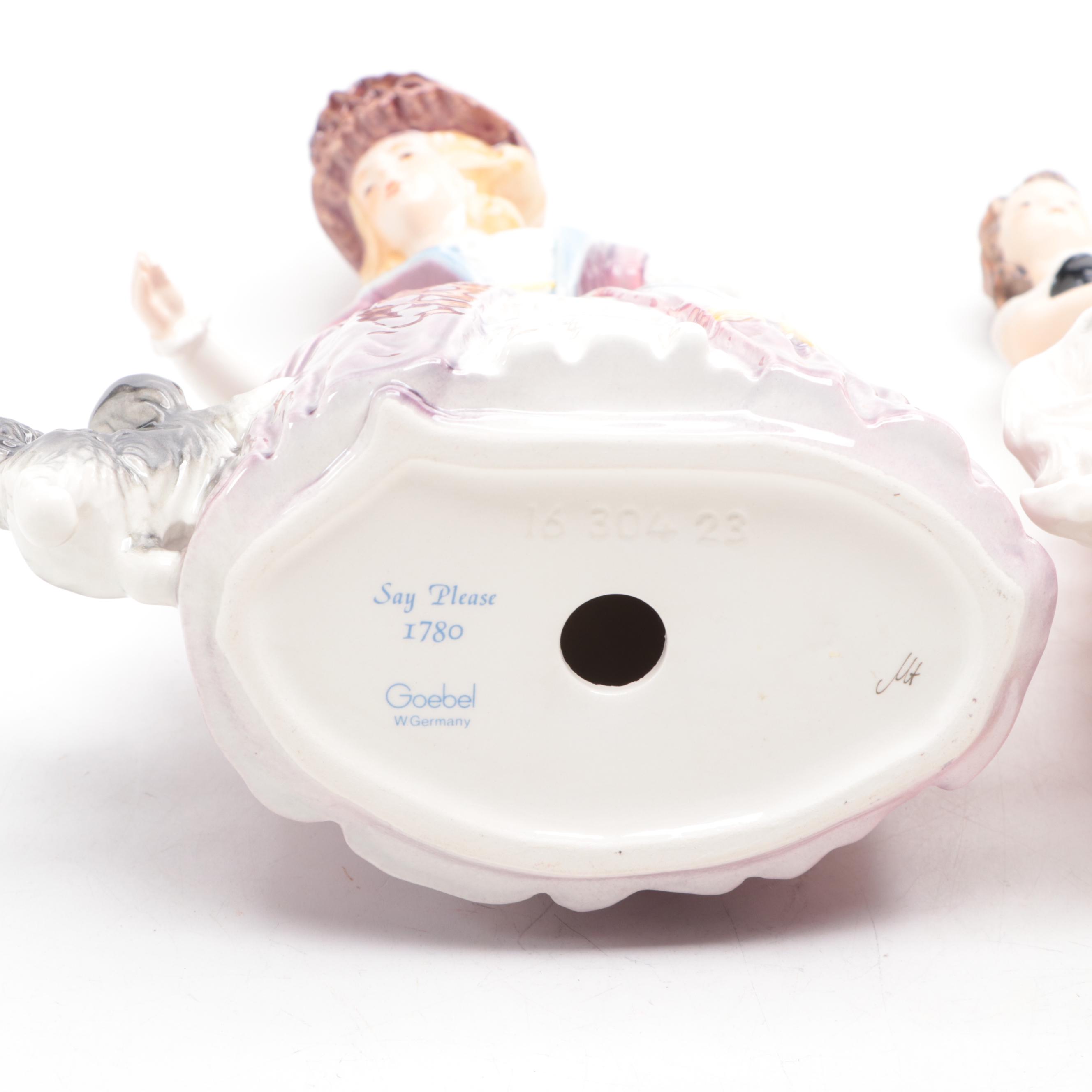 Goebel "Say Please" and Other Porcelain Lady in Gown Figurines