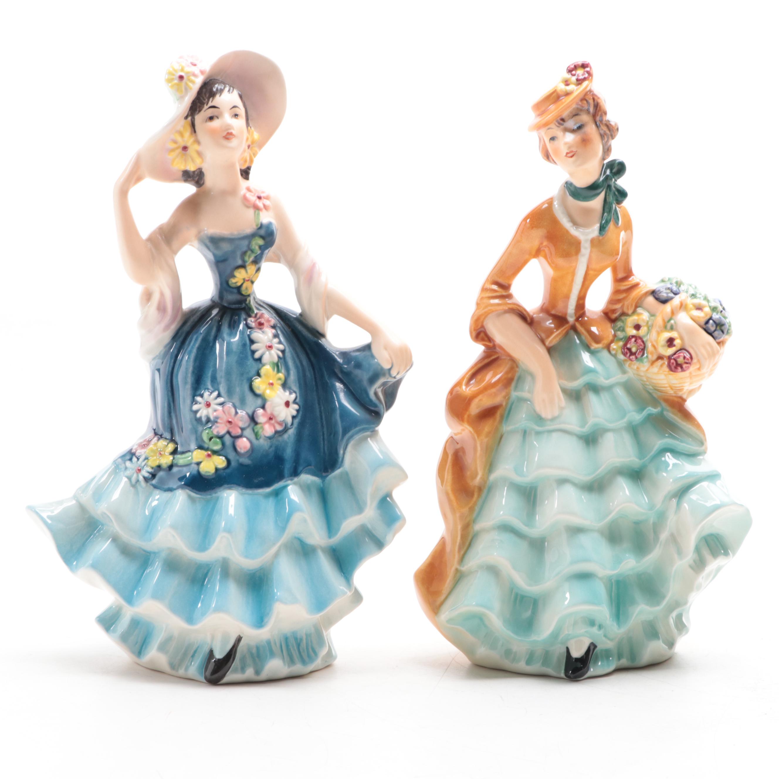 Goebel "Say Please" and Other Porcelain Lady in Gown Figurines