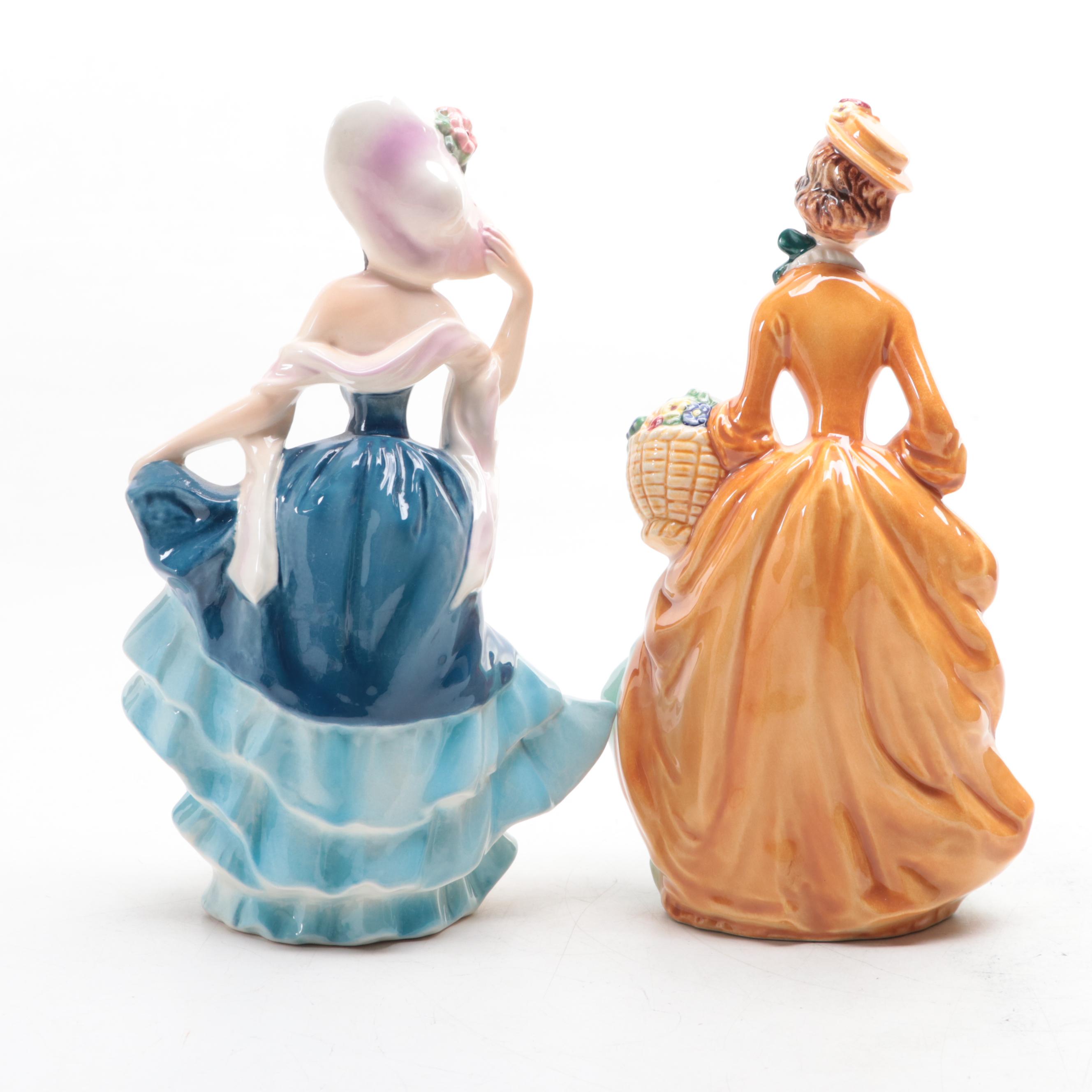 Goebel "Say Please" and Other Porcelain Lady in Gown Figurines