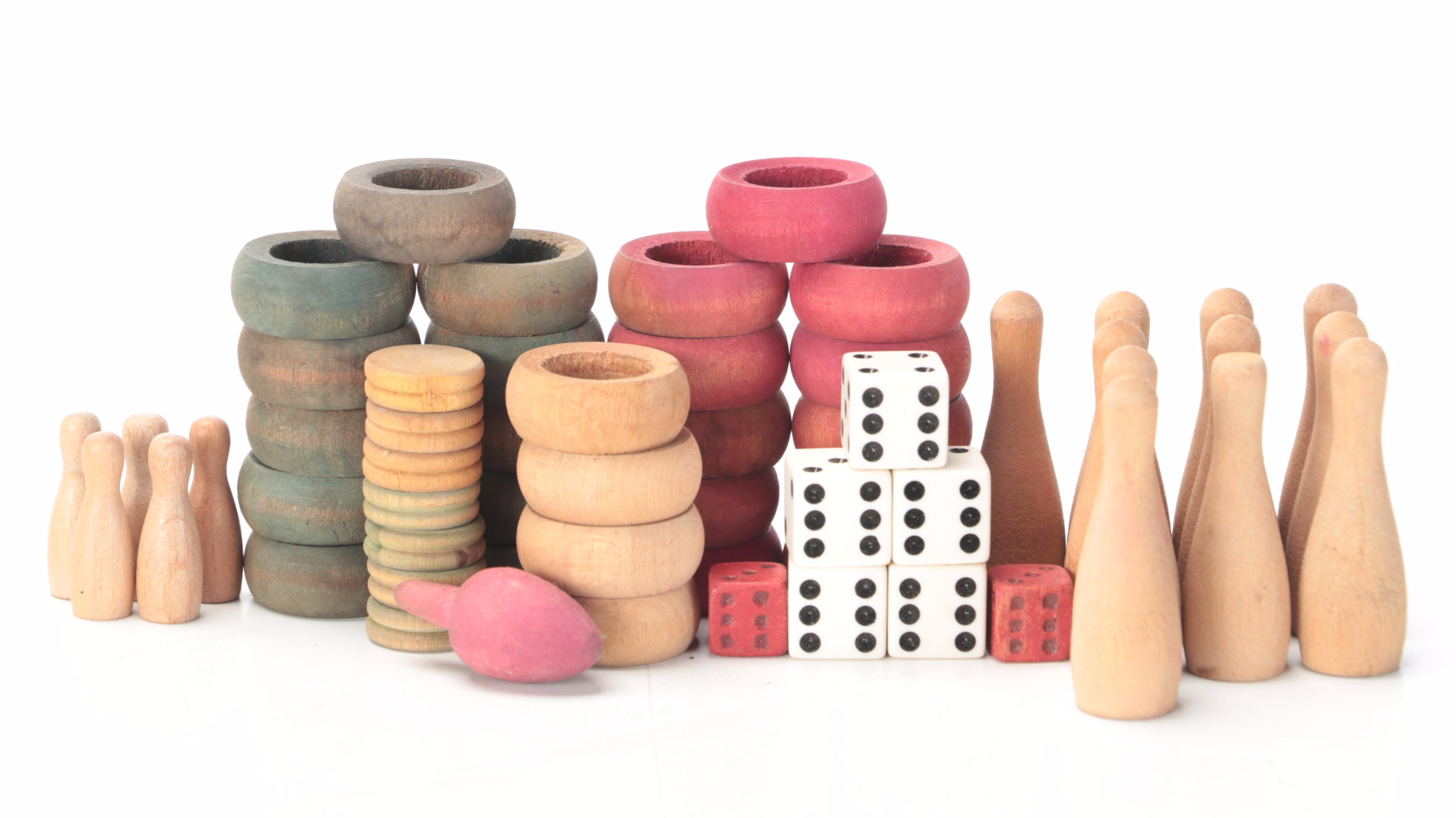 Carrom Game Board With Accessories, Early to Mid-20th Century