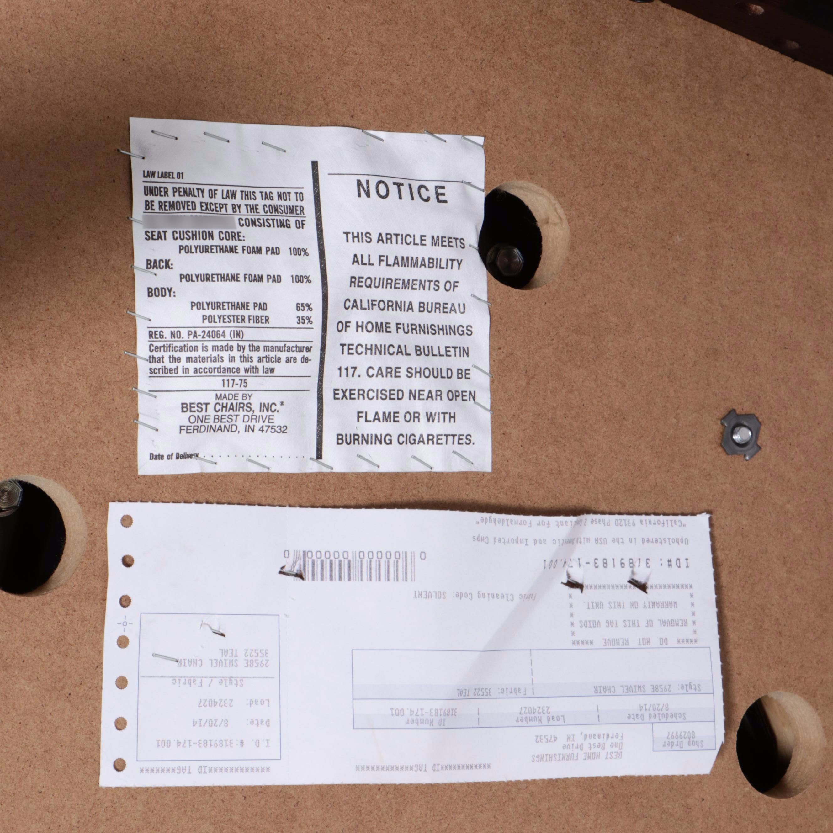 Best Chairs Inc. Custom-Upholstered Hardwood Swivel Tub Chair