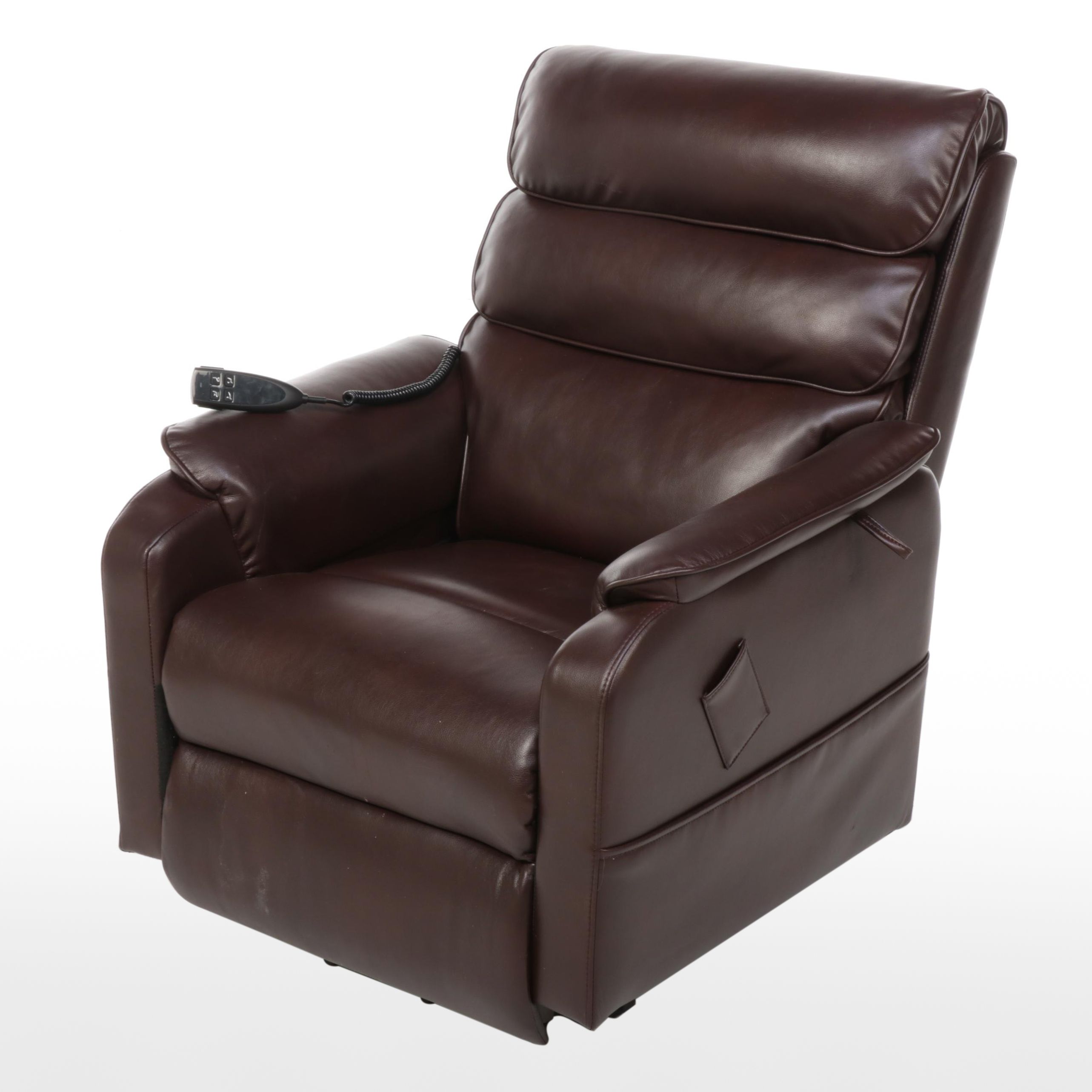 Contemporary Faux-Leather Power-Lift Recliner with Heat and Massage