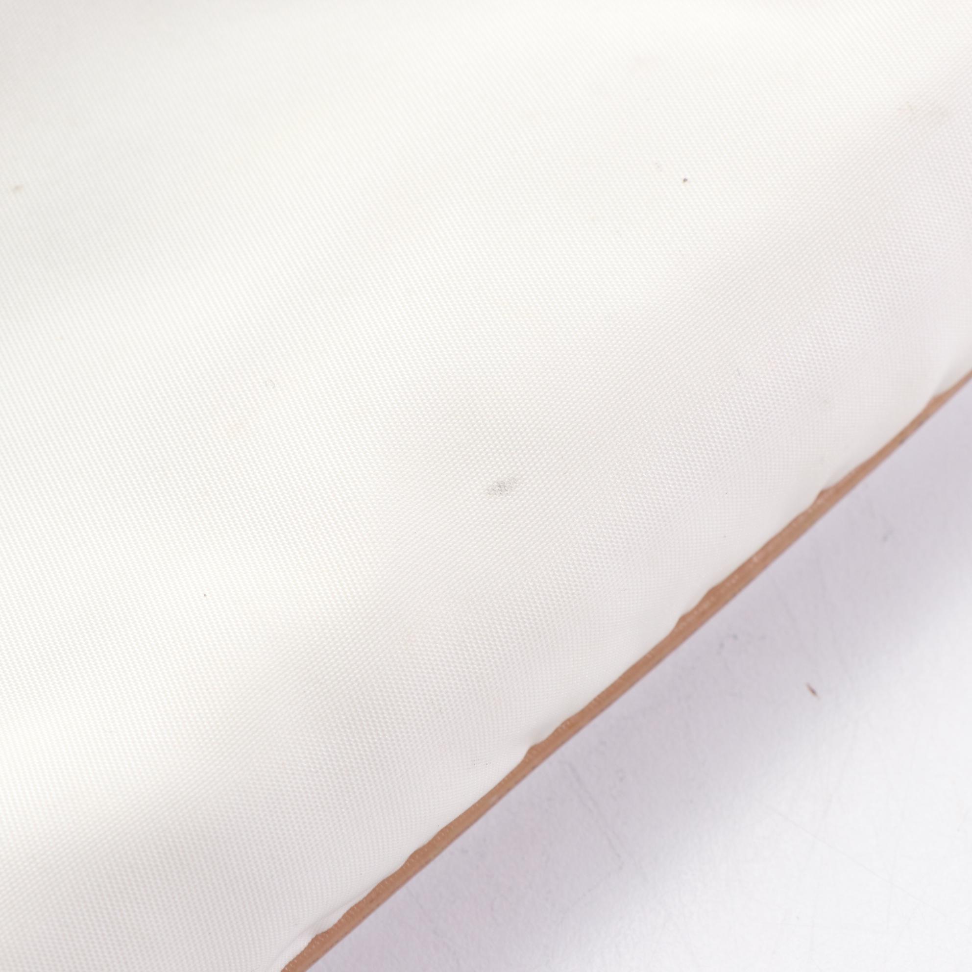 Prada White Nylon Logo Shoulder Bag with Chestnut Leather Trim