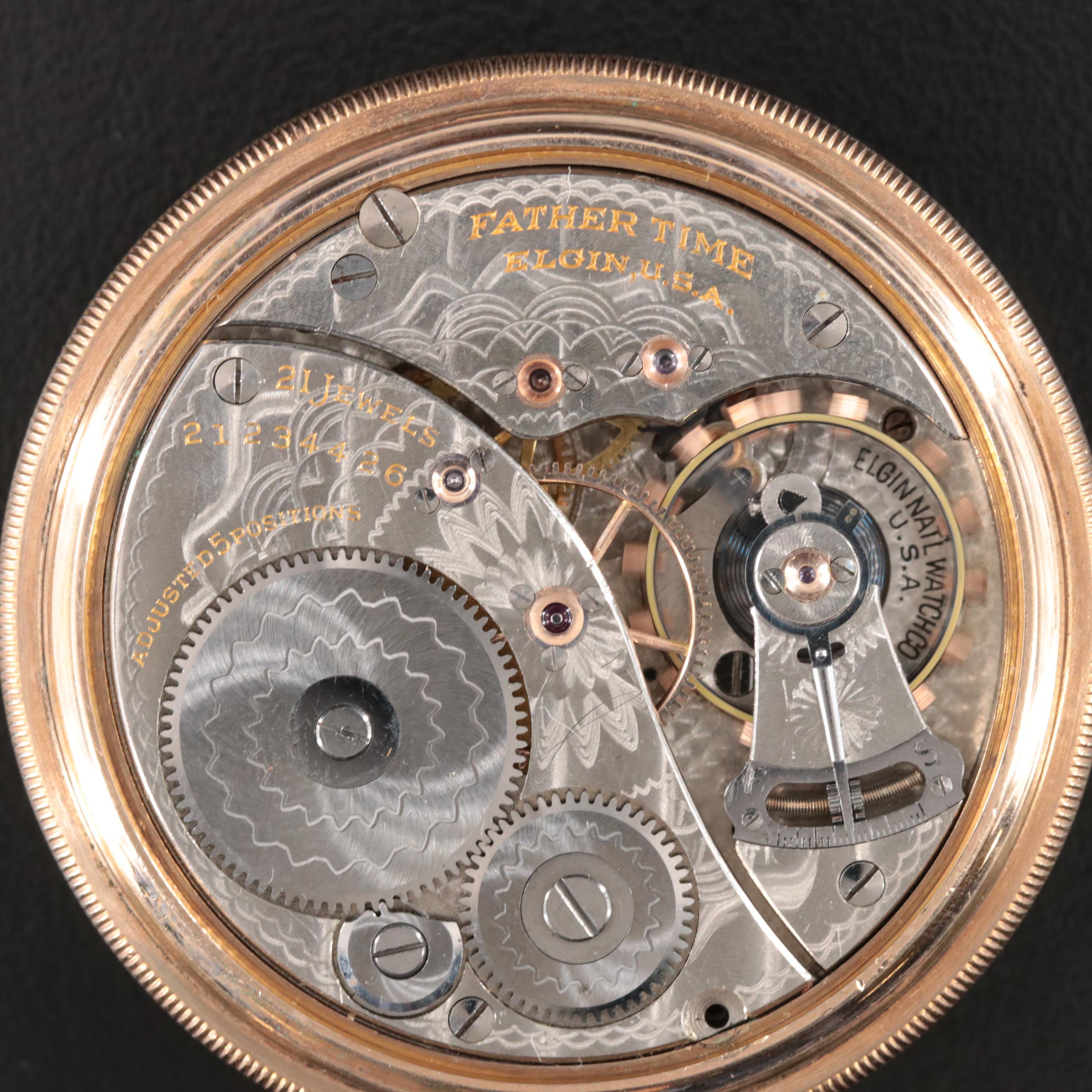 Circa 1919 Elgin Open Face Pocket Watch