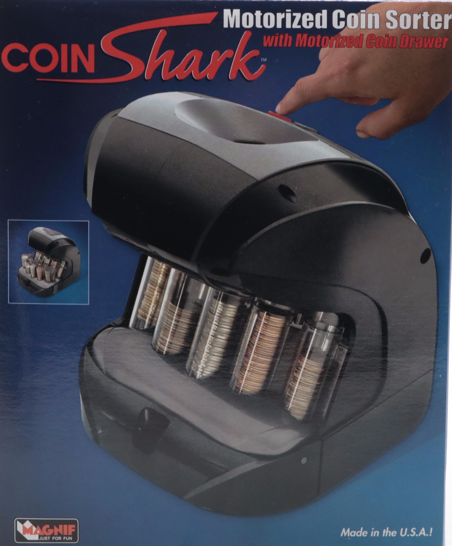 Magnif Coin Shark Motorized Coin Sorter with Acrylic Nut Bowl