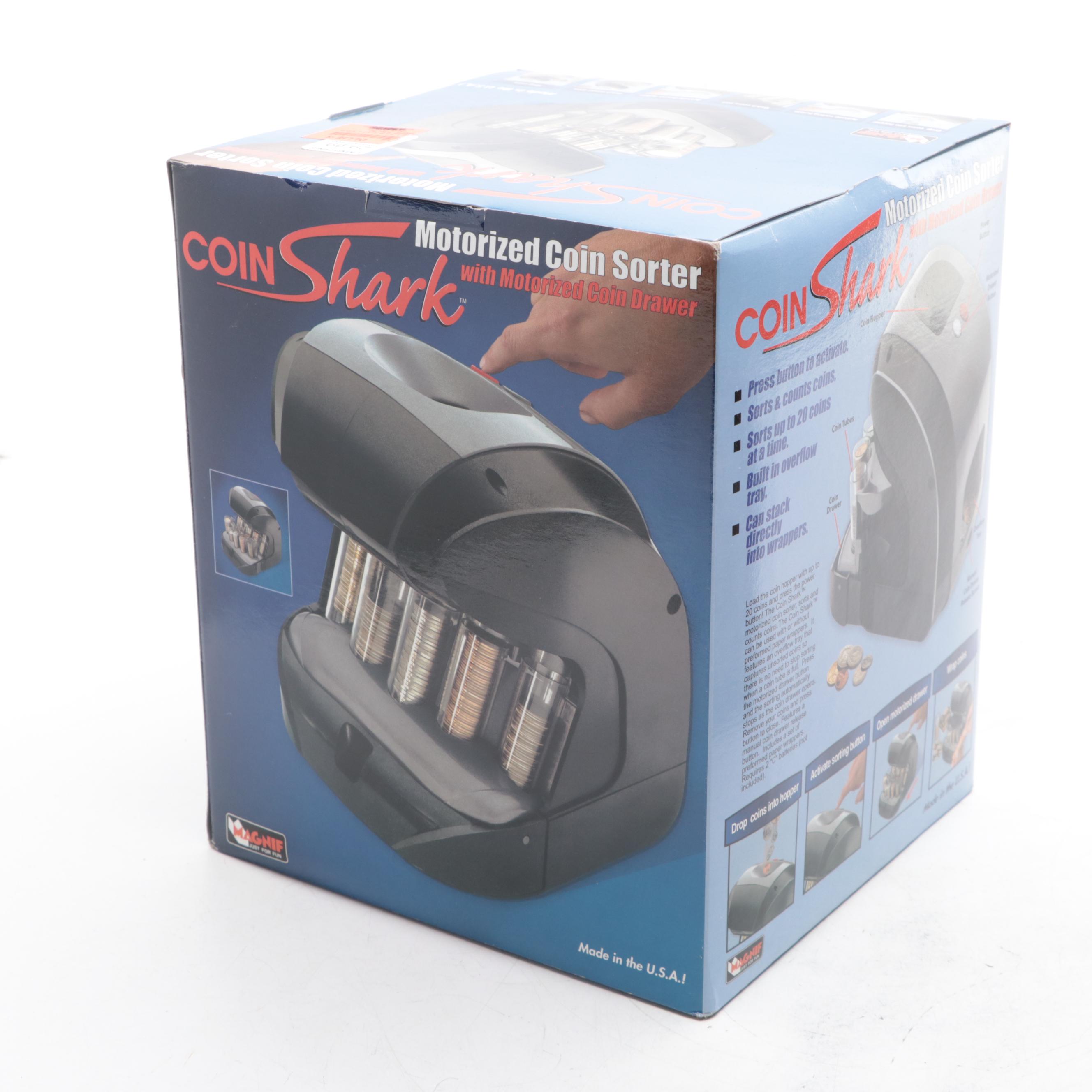 Magnif Coin Shark Motorized Coin Sorter with Acrylic Nut Bowl EBTH