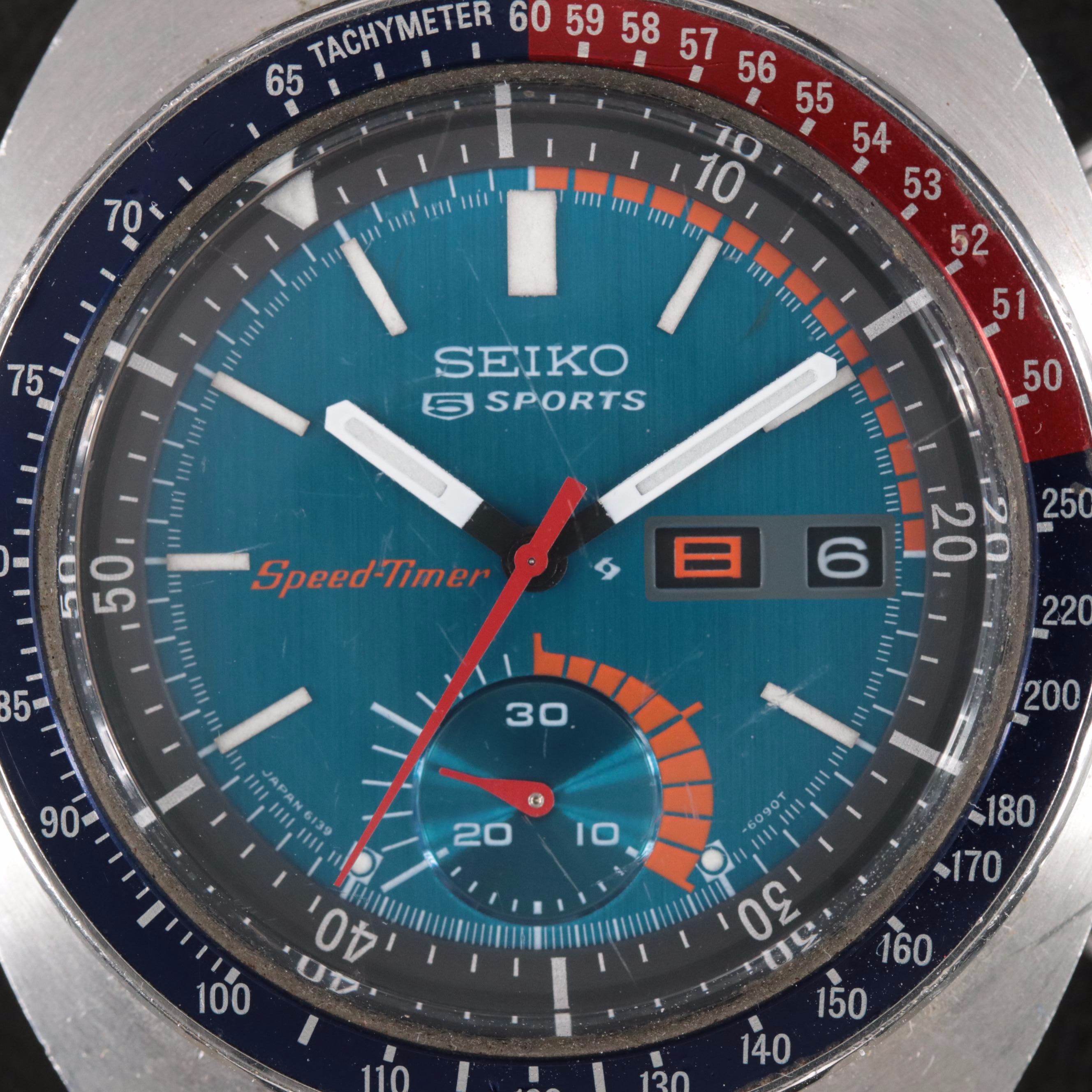 Seiko 5 Speed Timer Automatic Pepsi Bezel Watch