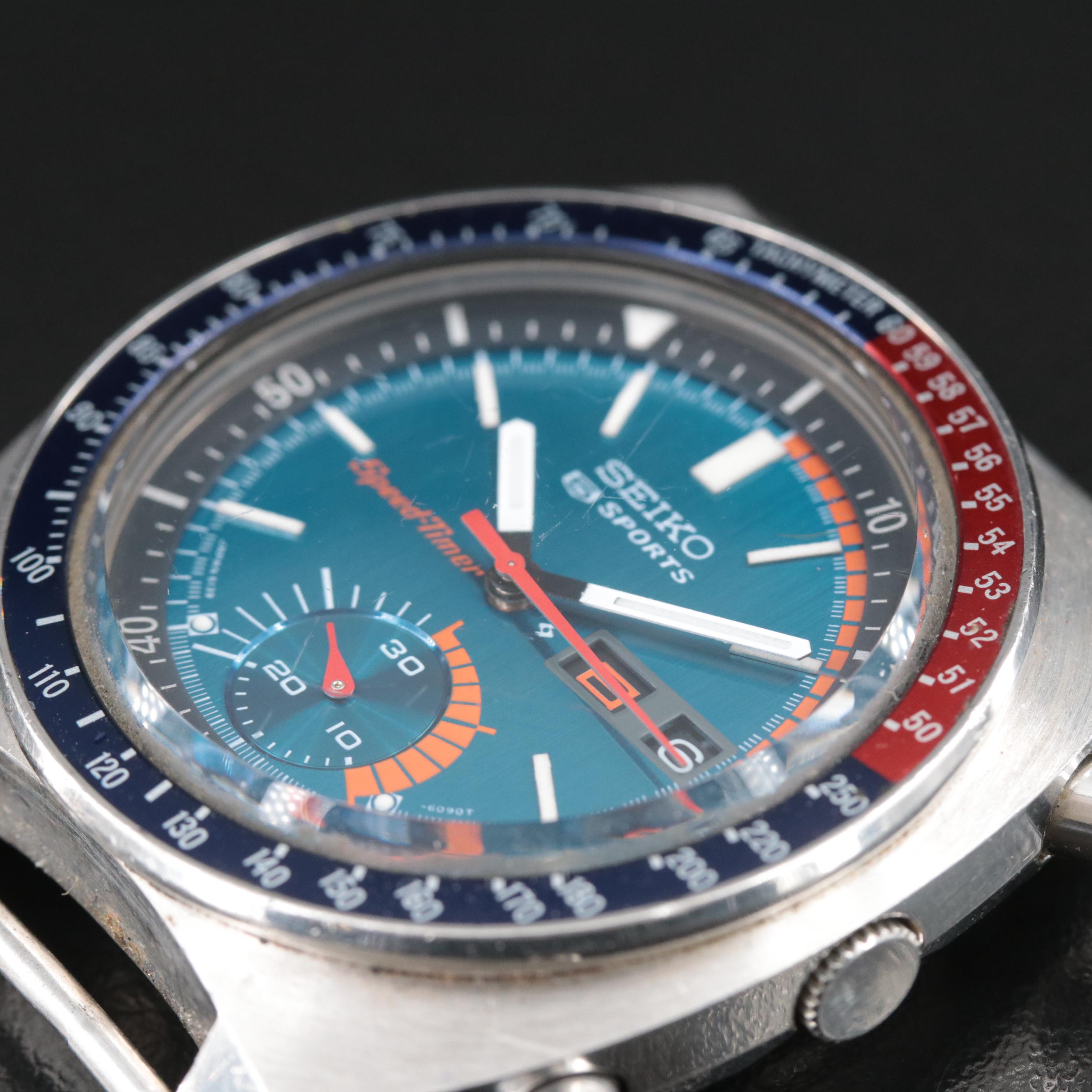 Seiko 5 Speed Timer Automatic Pepsi Bezel Watch