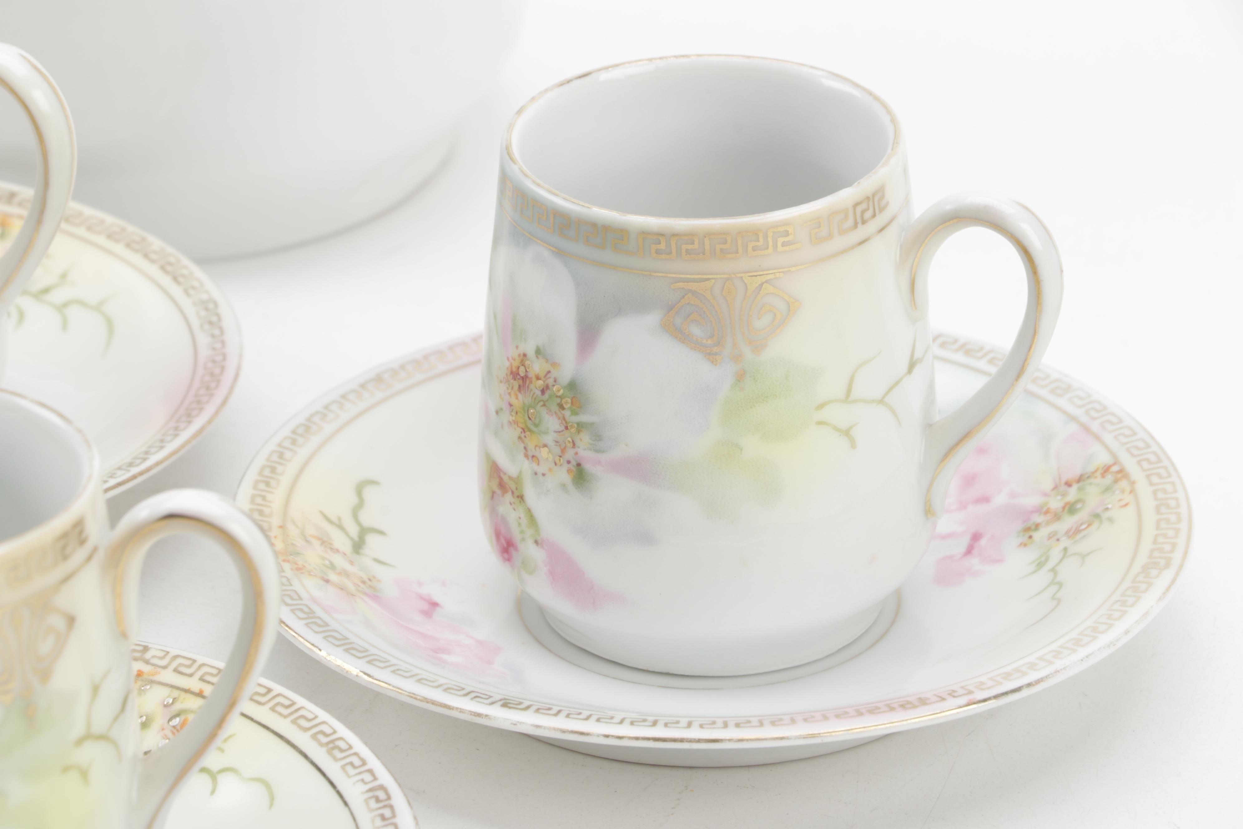 German Porcelain Hot Chocolate Set, Early to Mid 20th Century
