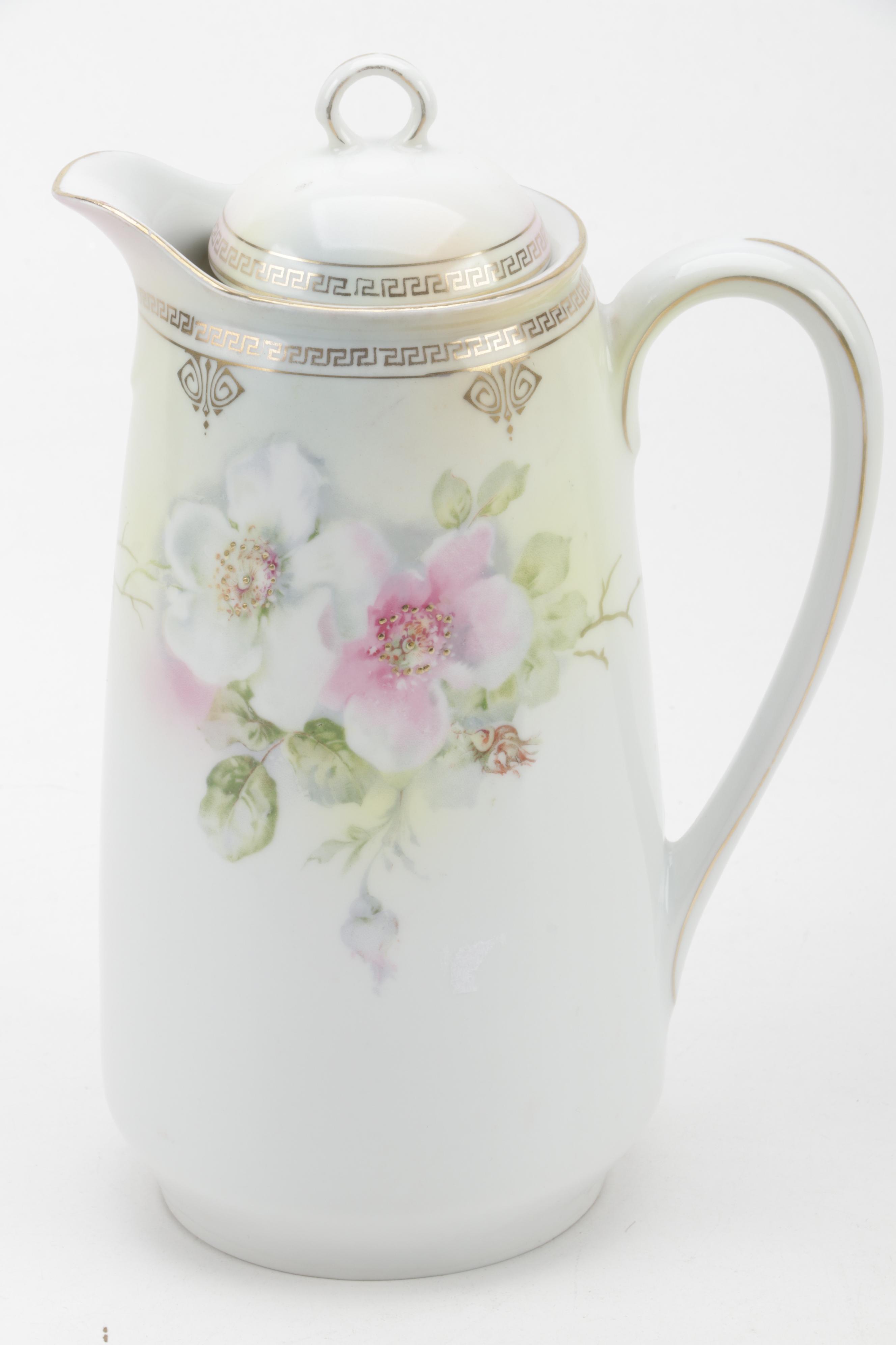 German Porcelain Hot Chocolate Set, Early to Mid 20th Century