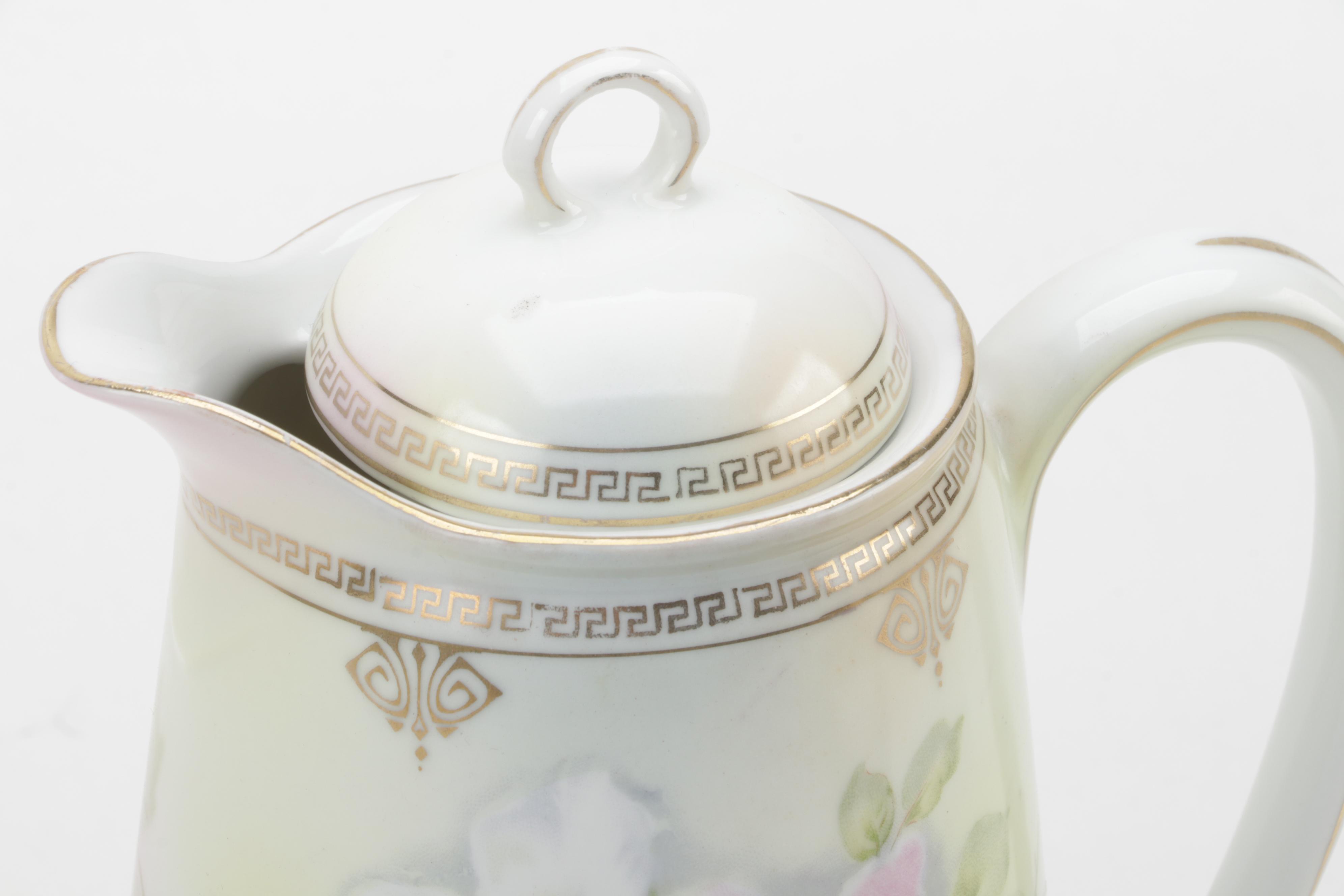 German Porcelain Hot Chocolate Set, Early to Mid 20th Century