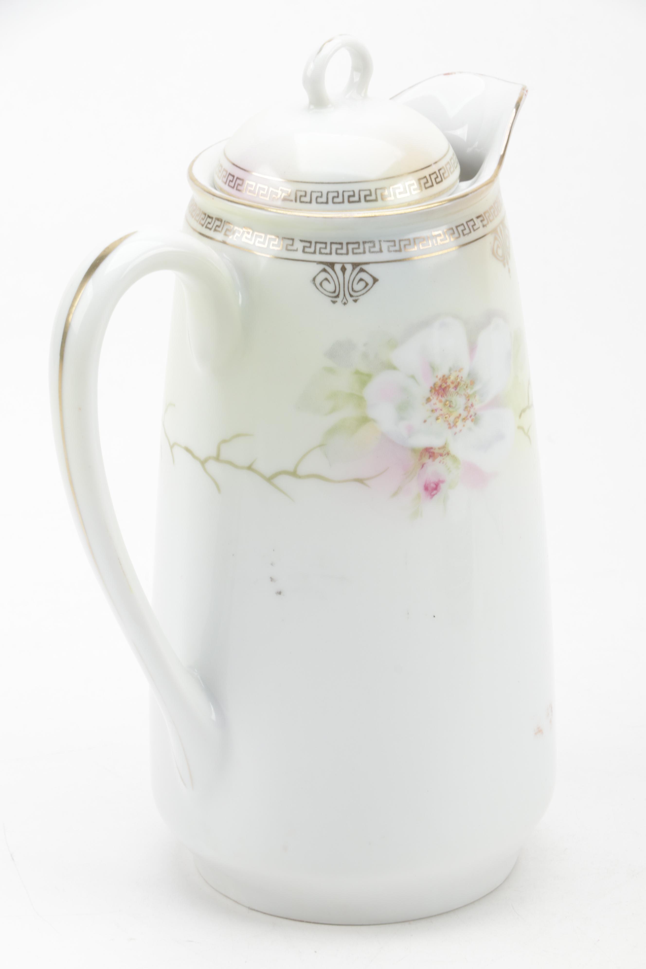 German Porcelain Hot Chocolate Set, Early to Mid 20th Century