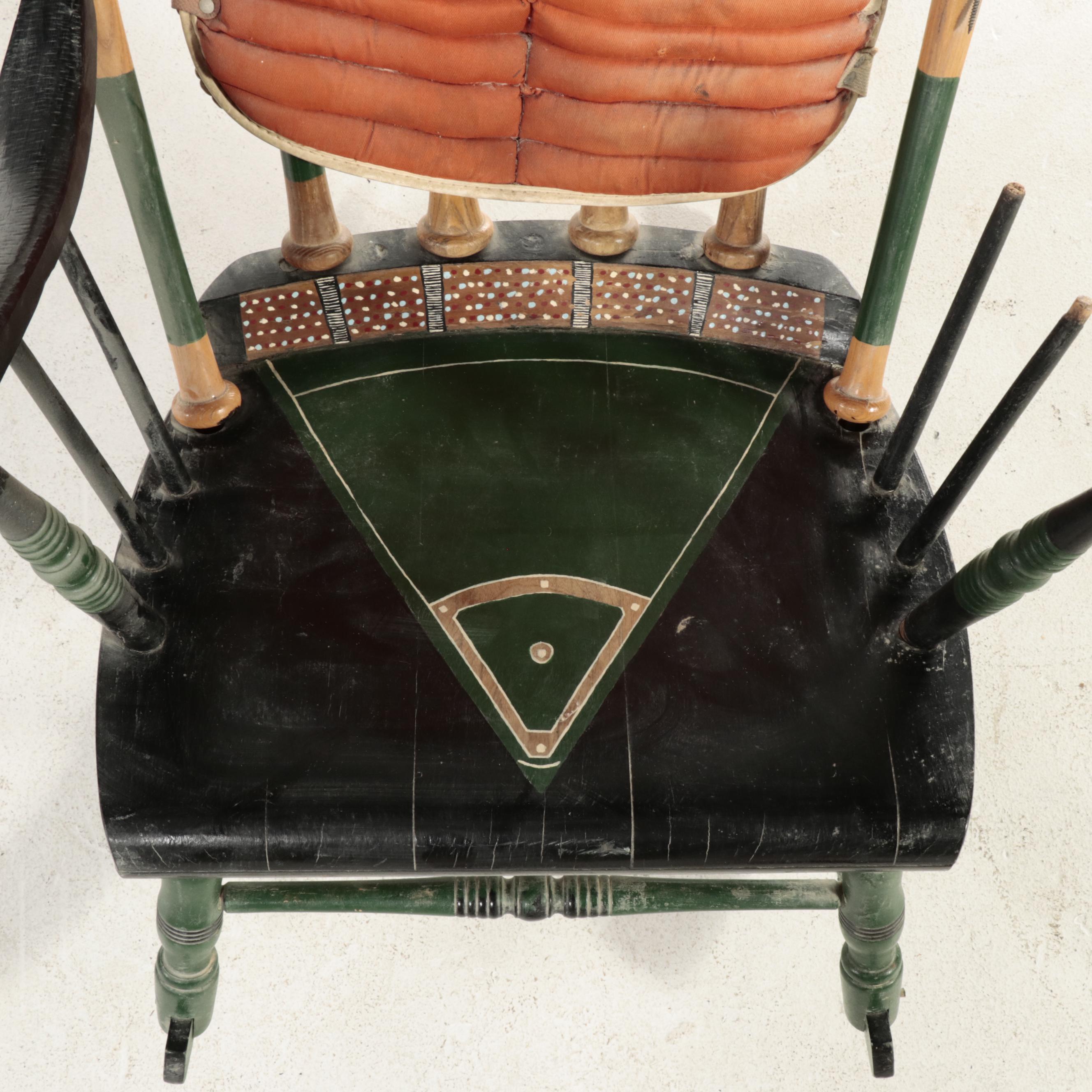 Wooden Rocking Chair Made of Baseball Bats and Equipment EBTH