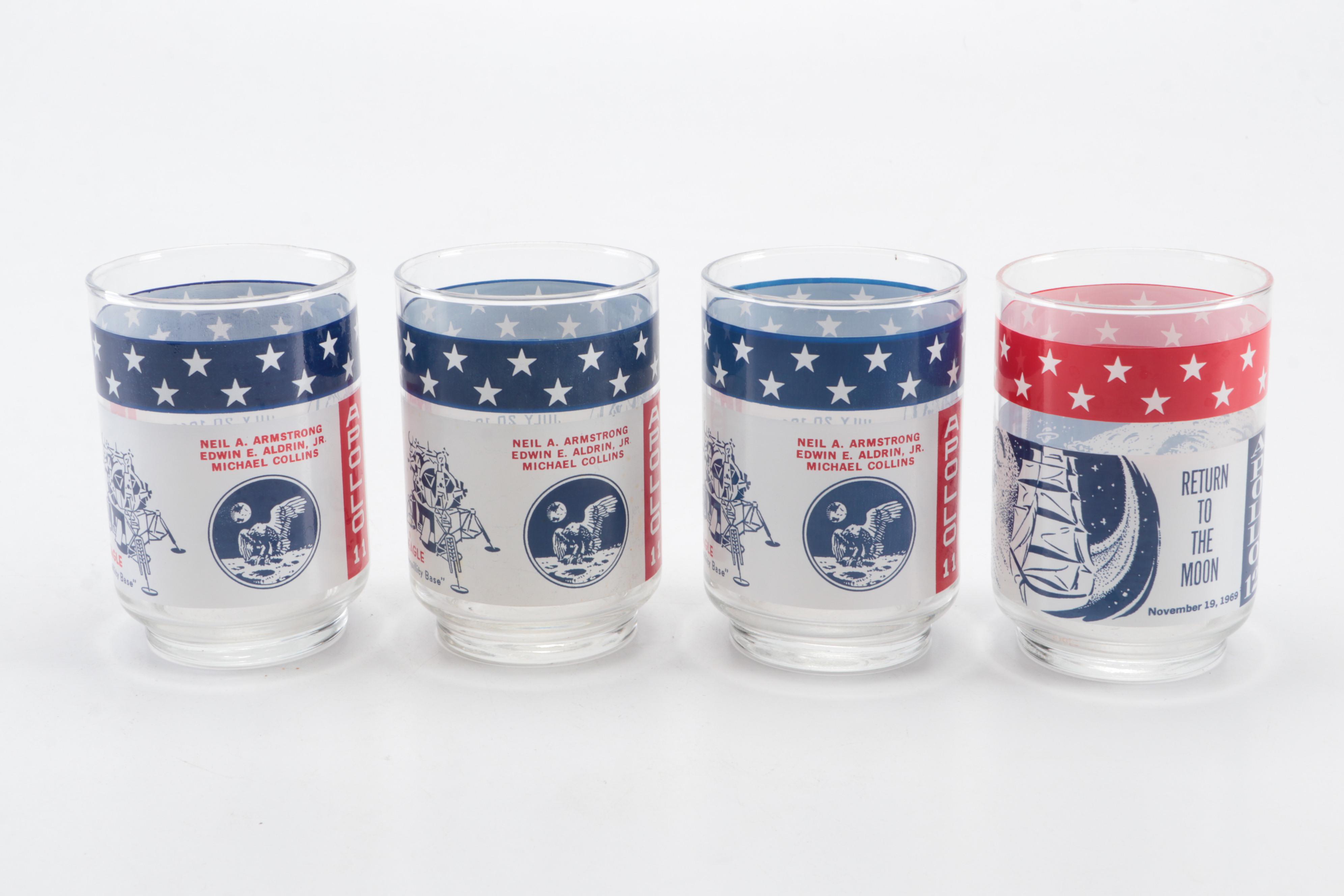 Libbey Commemorative Apollo 11 and Apollo 12 Landing Glasses