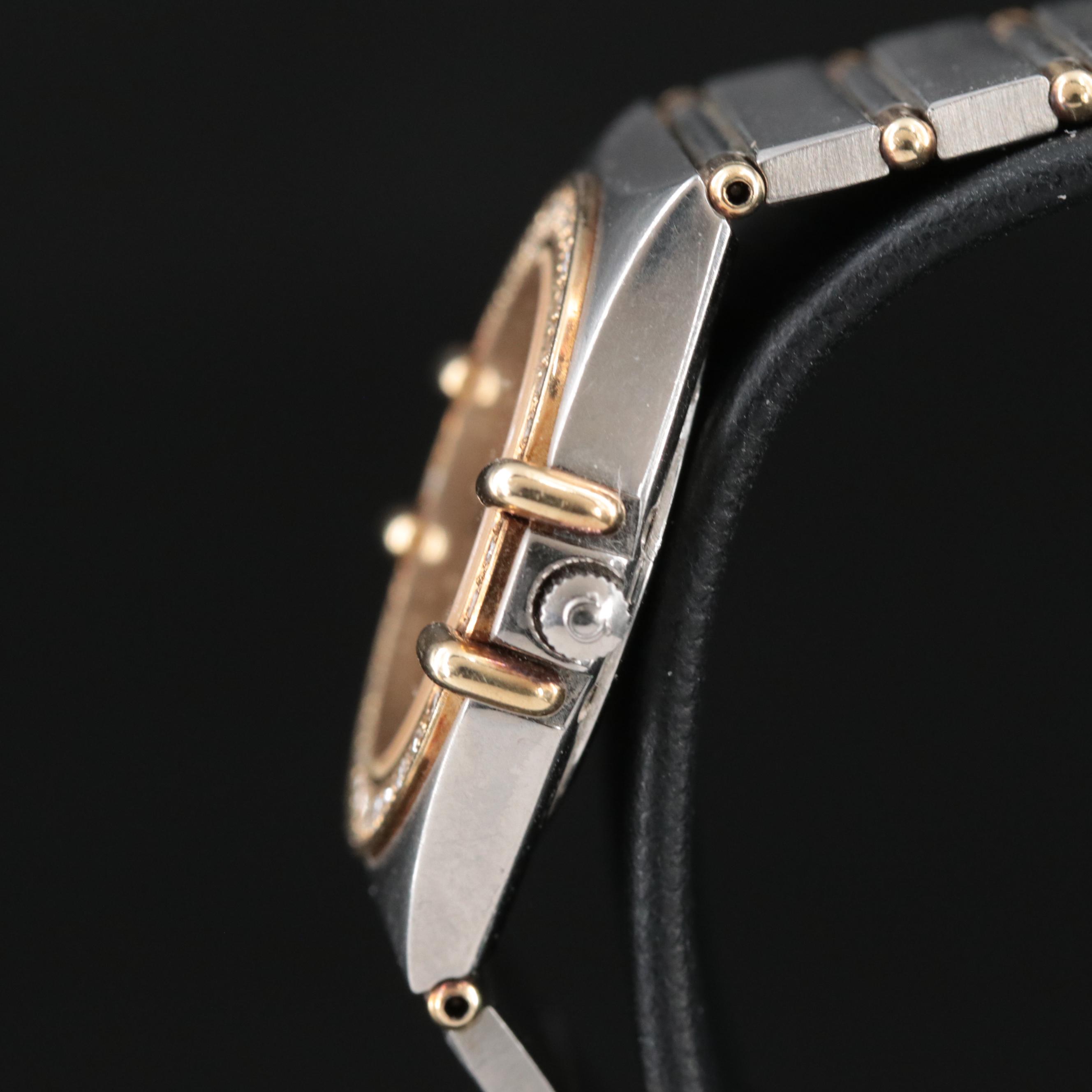 18K and Stainless Steel Omega Constellation Diamond Bezel Watch