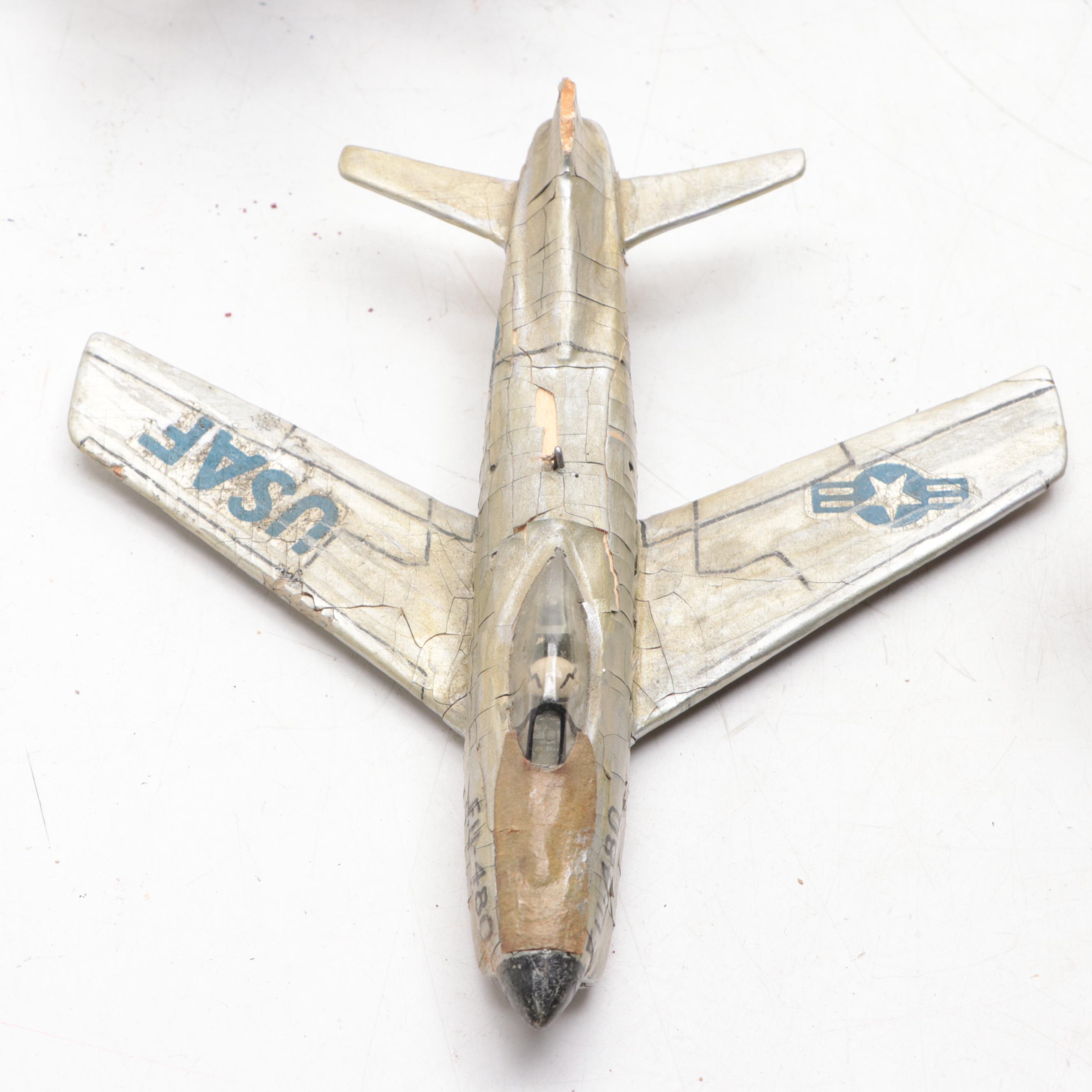 Hand-Crafted Wooden Model Airplanes, Mid-20th Century