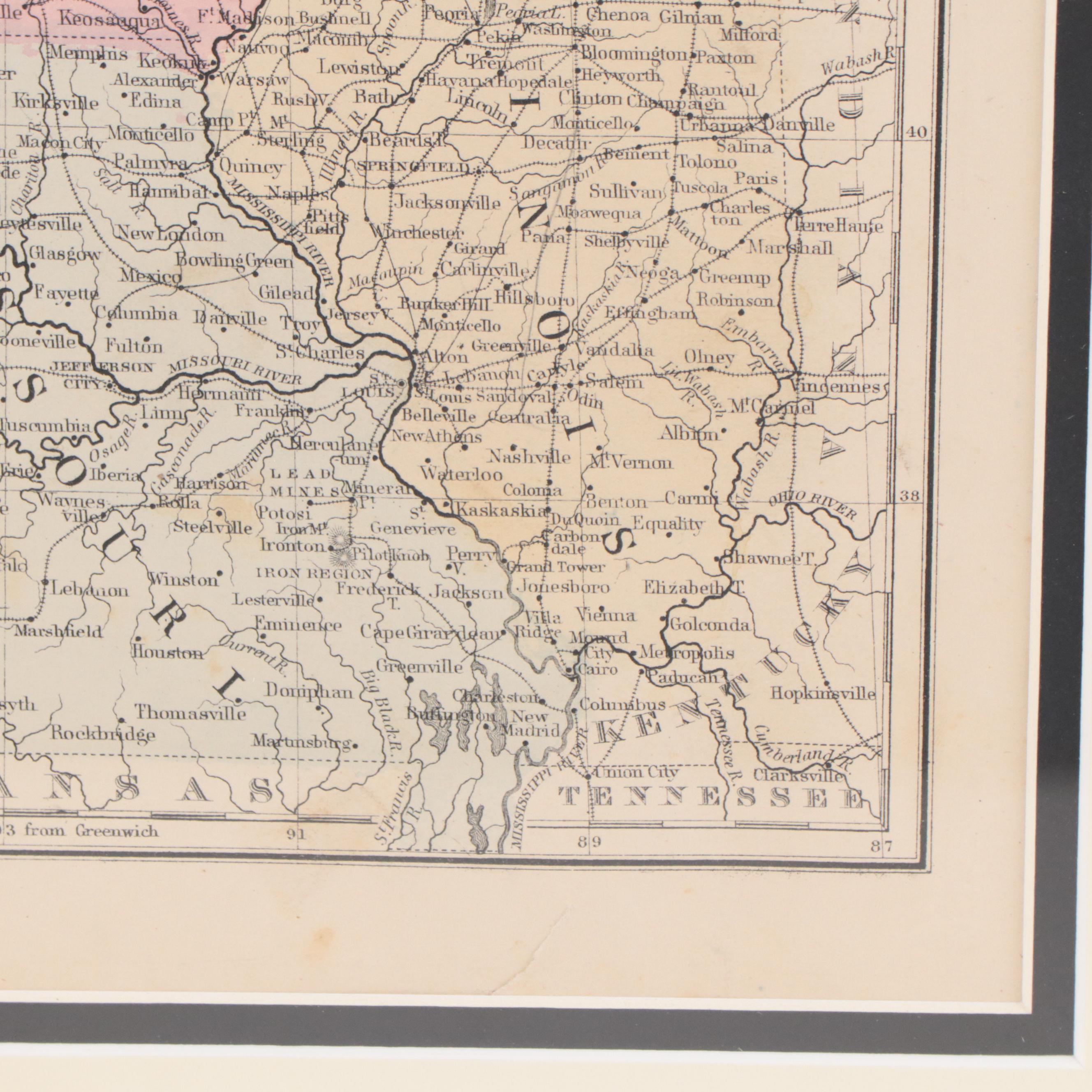 Mitchell's Hand-Colored Engraved Map of Midwestern United States, 1871
