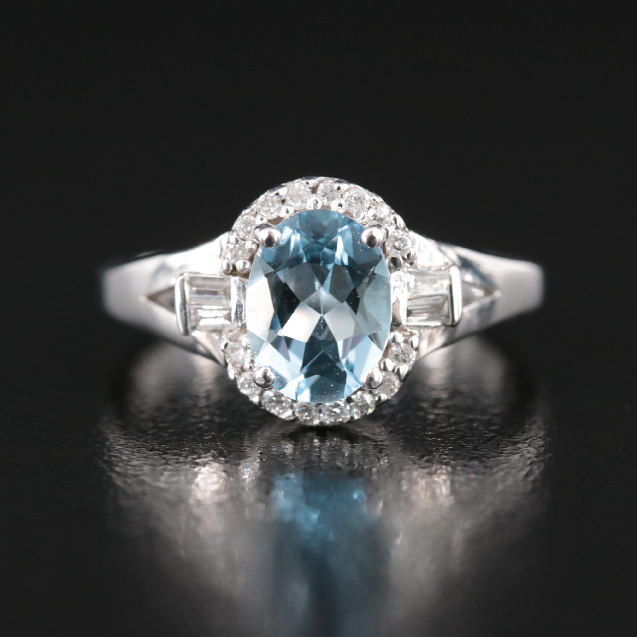 14K Aquamarine and Diamond Ring