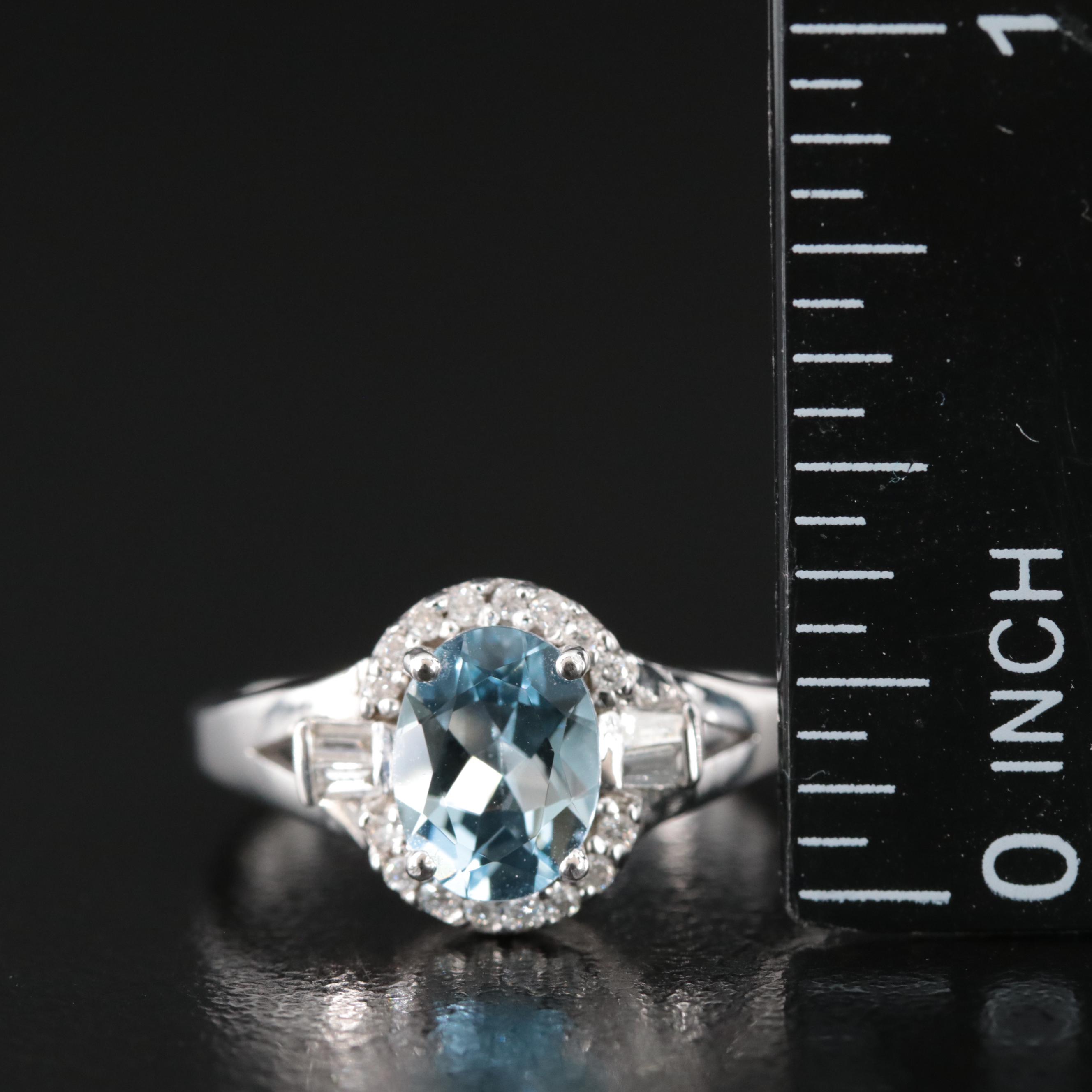 14K Aquamarine and Diamond Ring