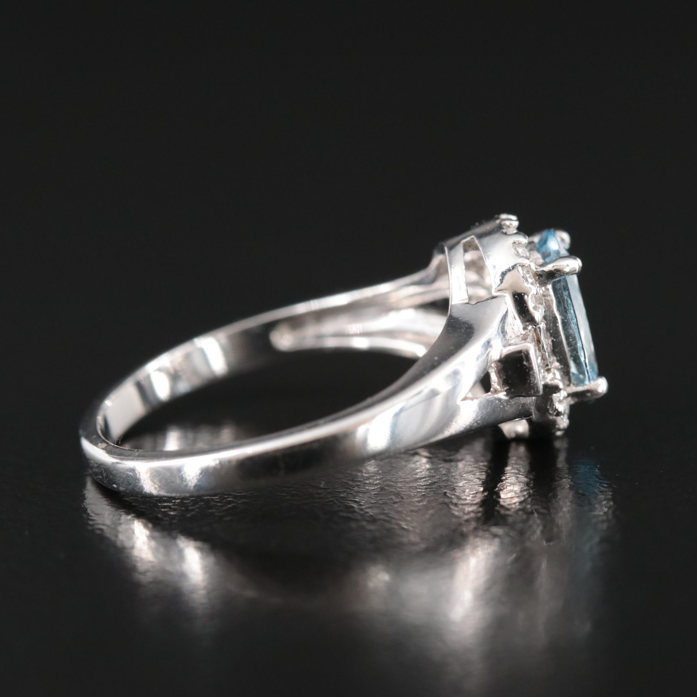 14K Aquamarine and Diamond Ring
