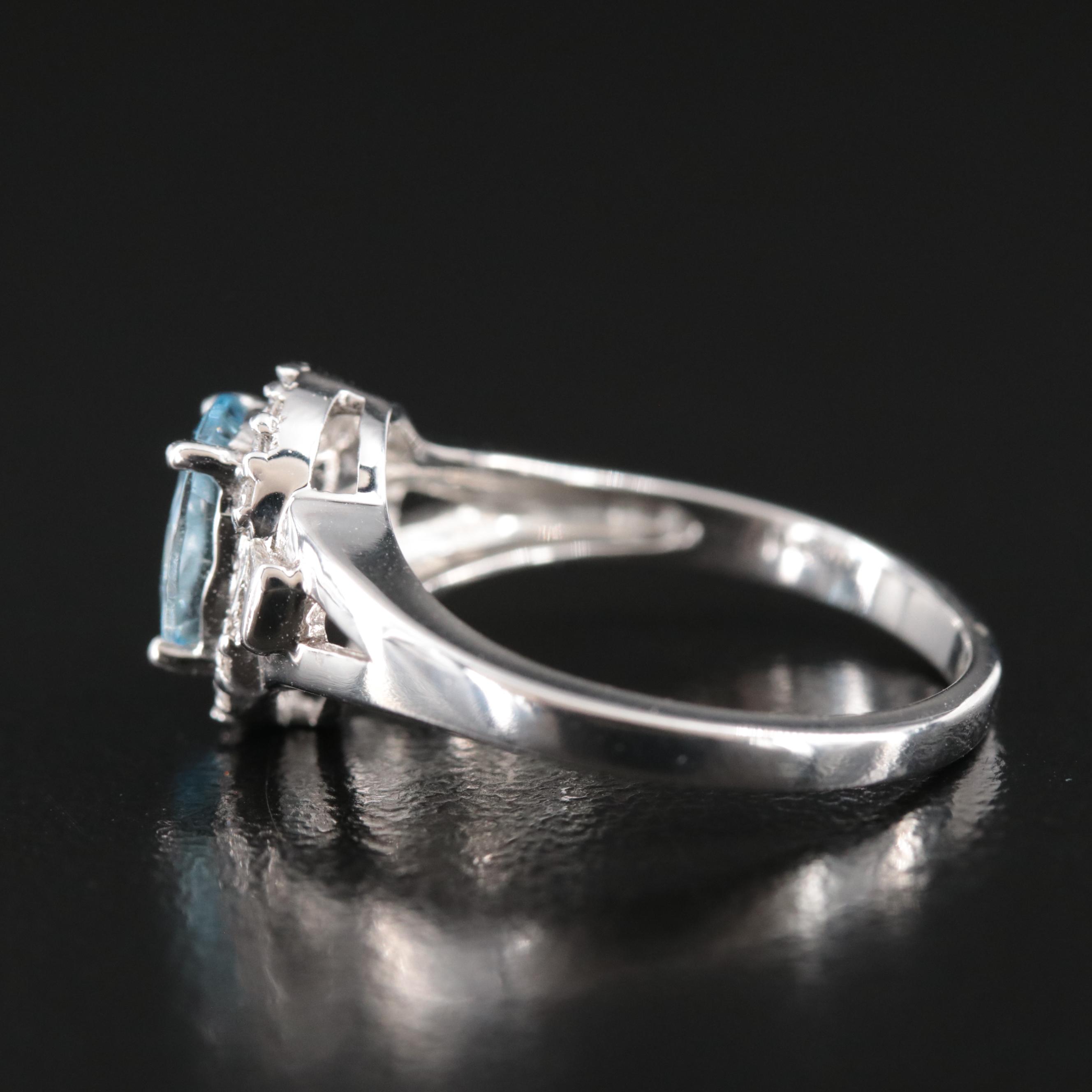 14K Aquamarine and Diamond Ring