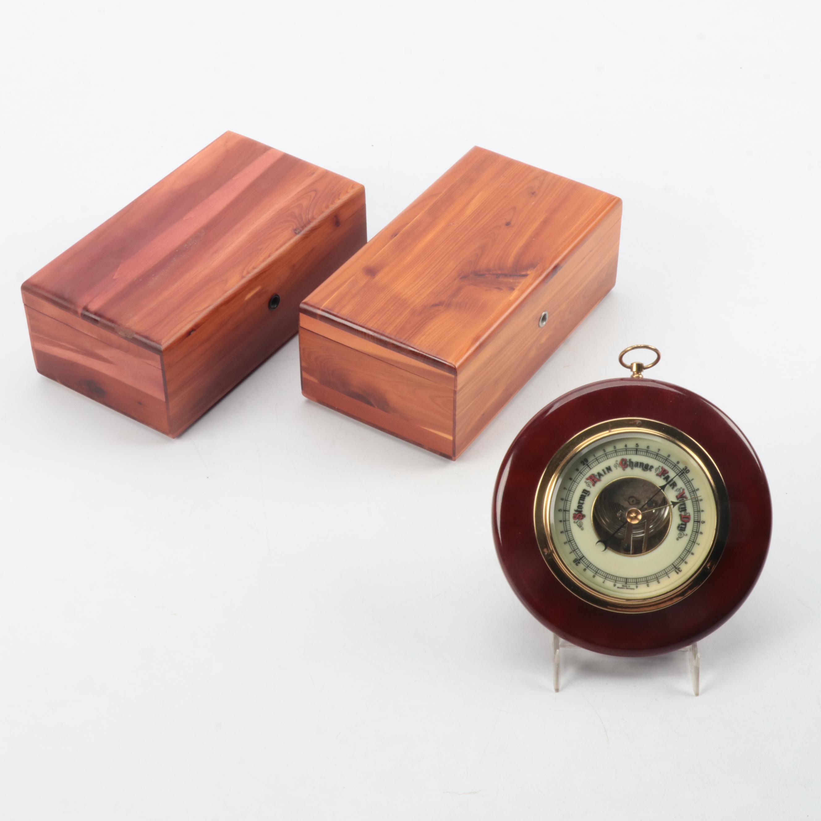Lane Cedar Lock Boxes with German Barometer