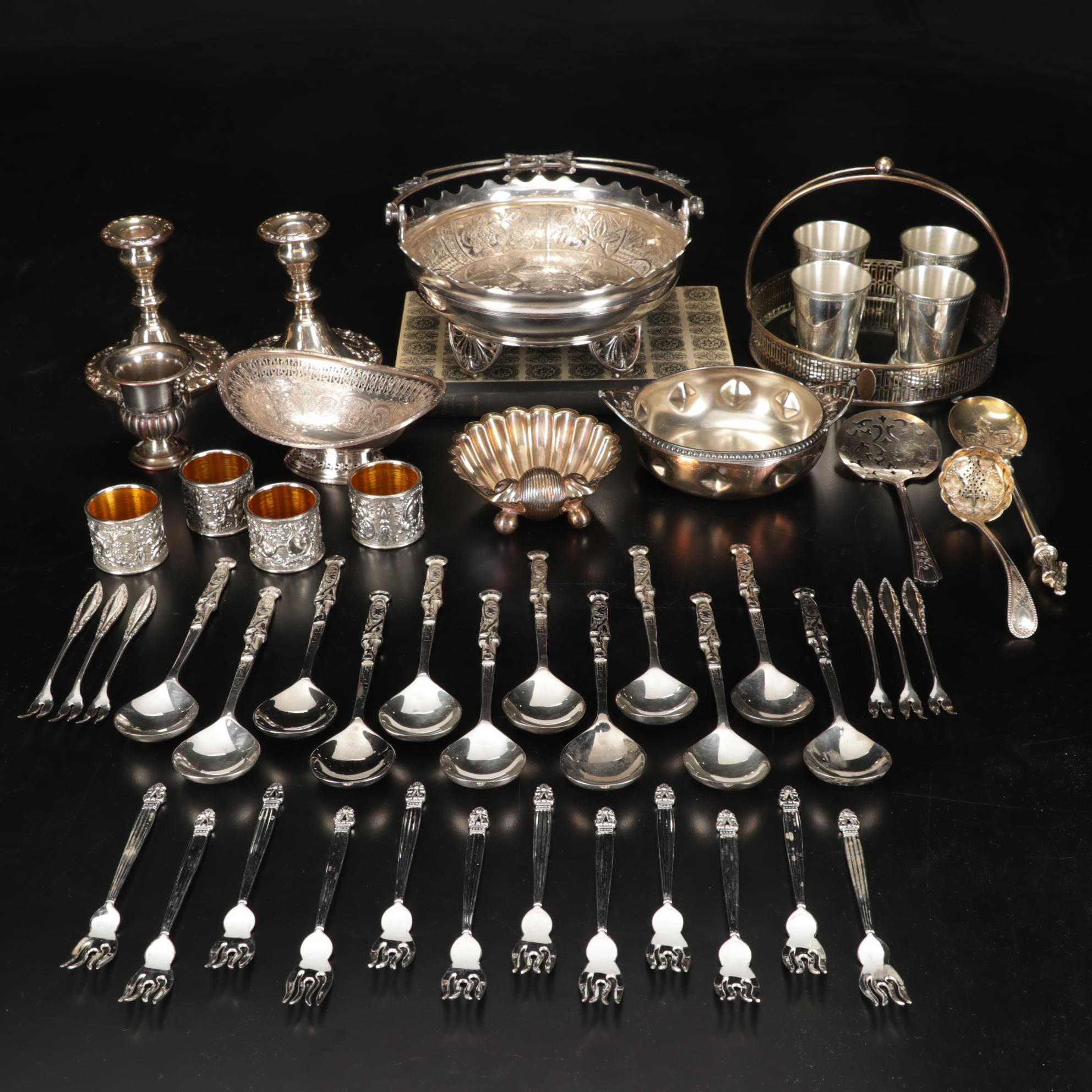 Gorham, Godinger, Rockford and Other Silverplate Candlesticks and Tableware
