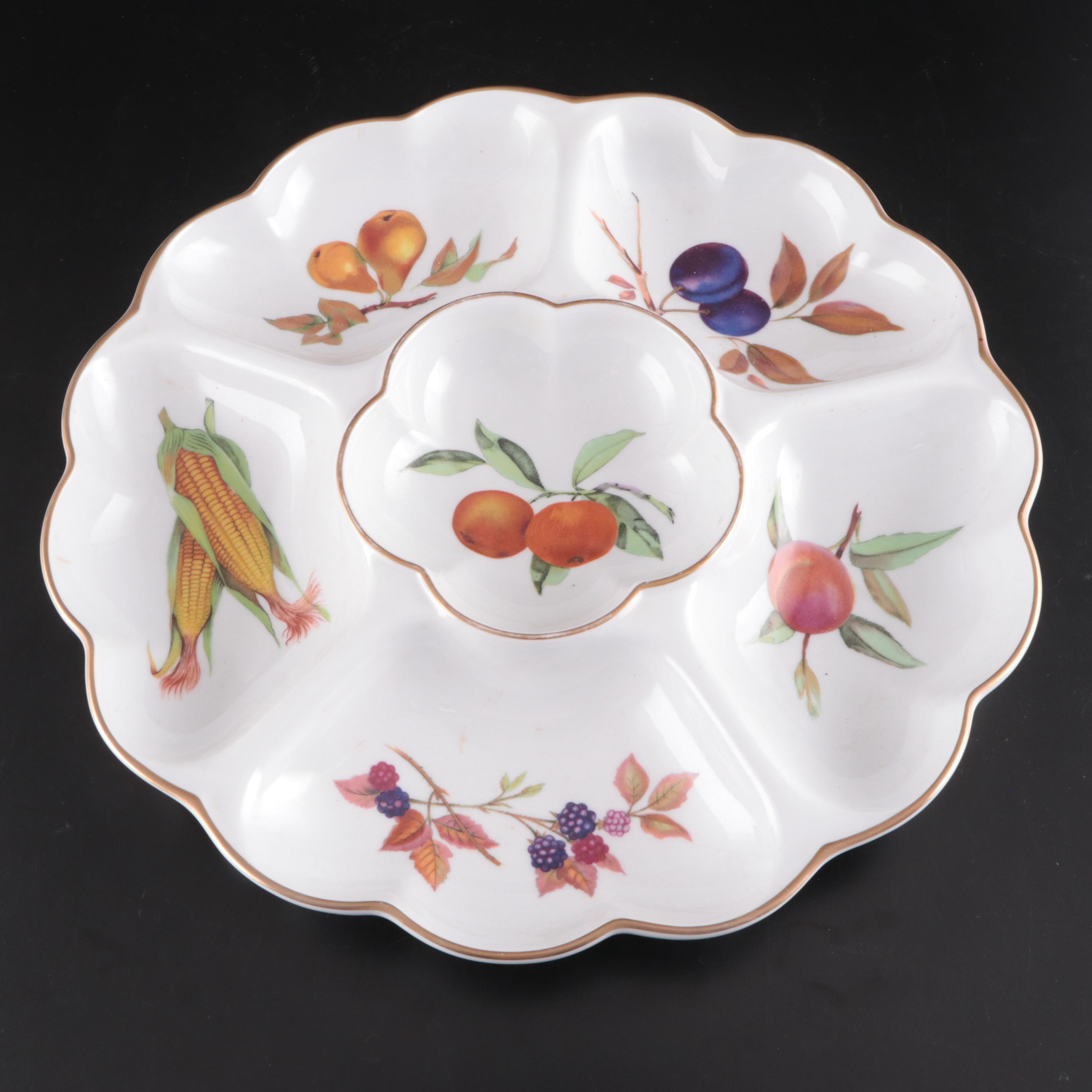 Royal Worcester "Evesham" Porcelain Crudité, Quiche, and Soufflé