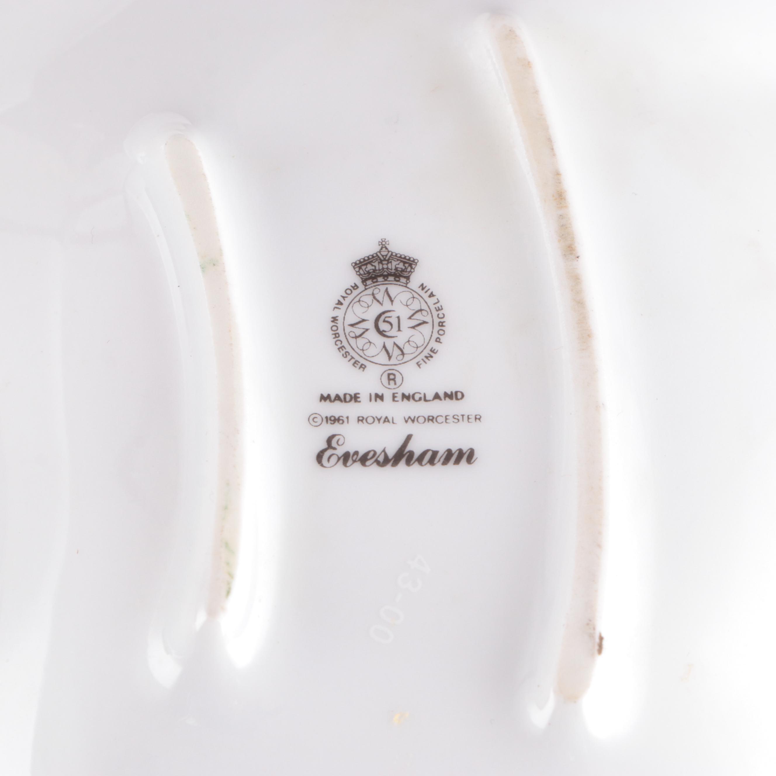 Royal Worcester "Evesham" Porcelain Crudité, Quiche, and Soufflé