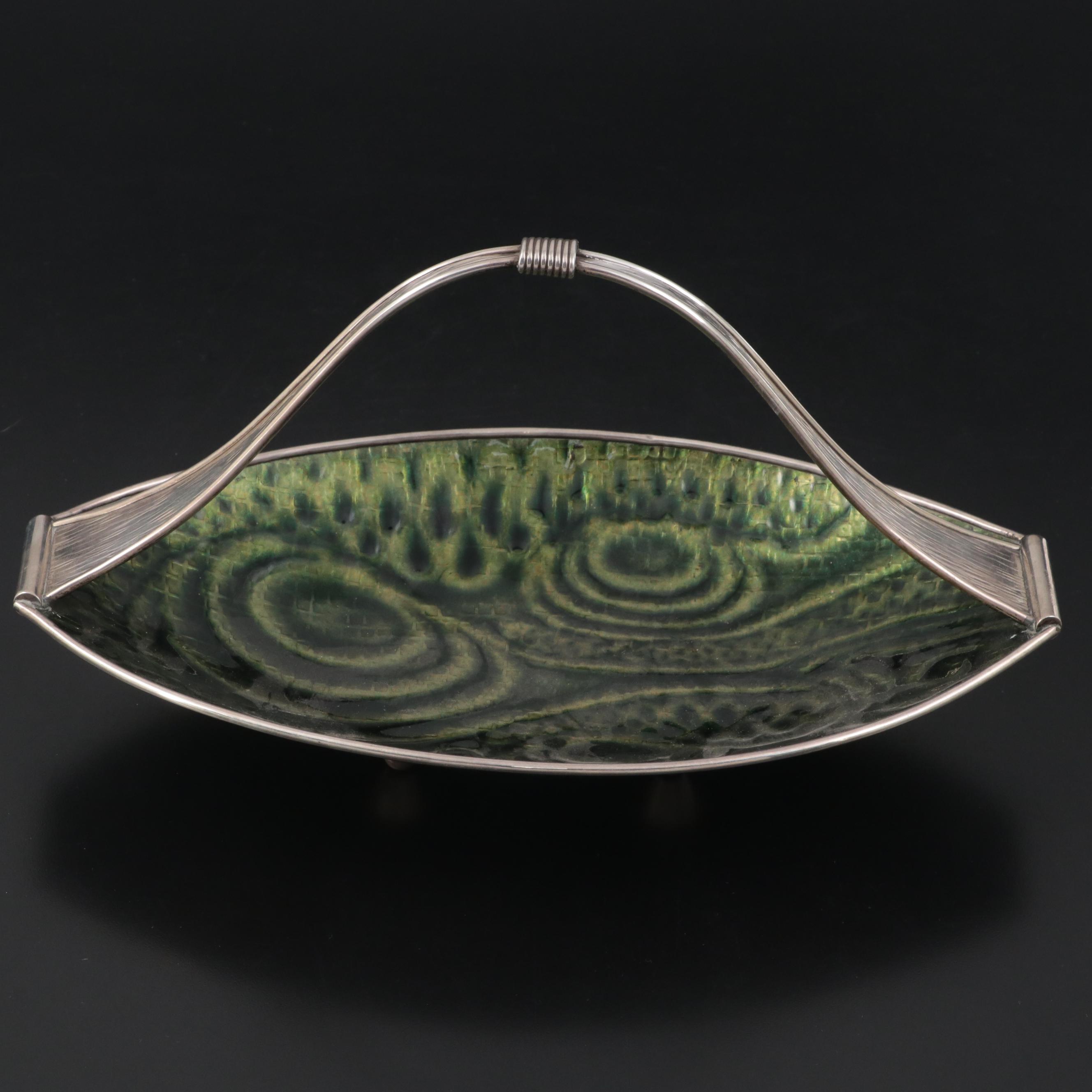Spanish Mid Century Modern 915 Silver and Paillonne Enamel Tray | EBTH