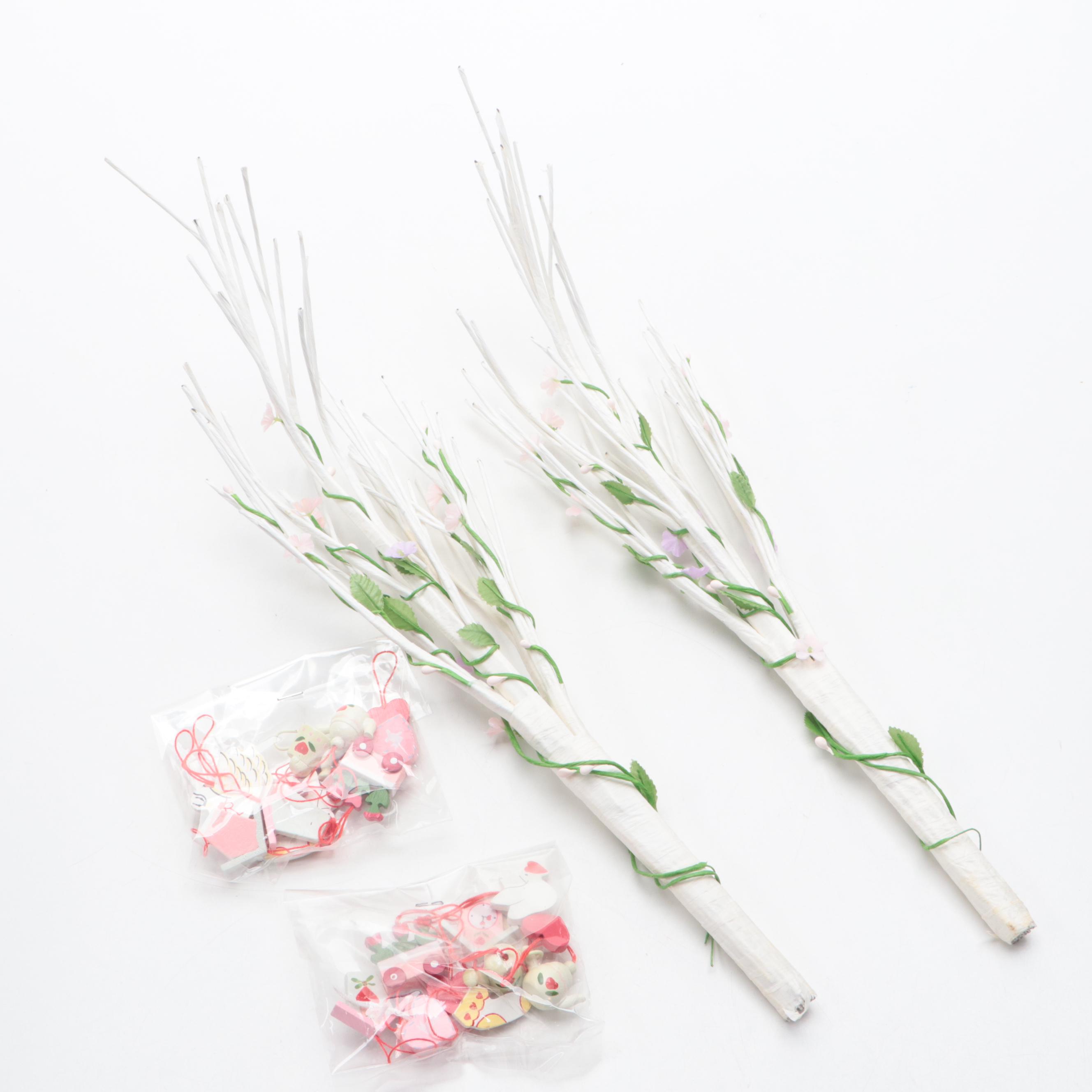 Hand-Painted Easter Music Boxes with Ornaments and Tree Inserts