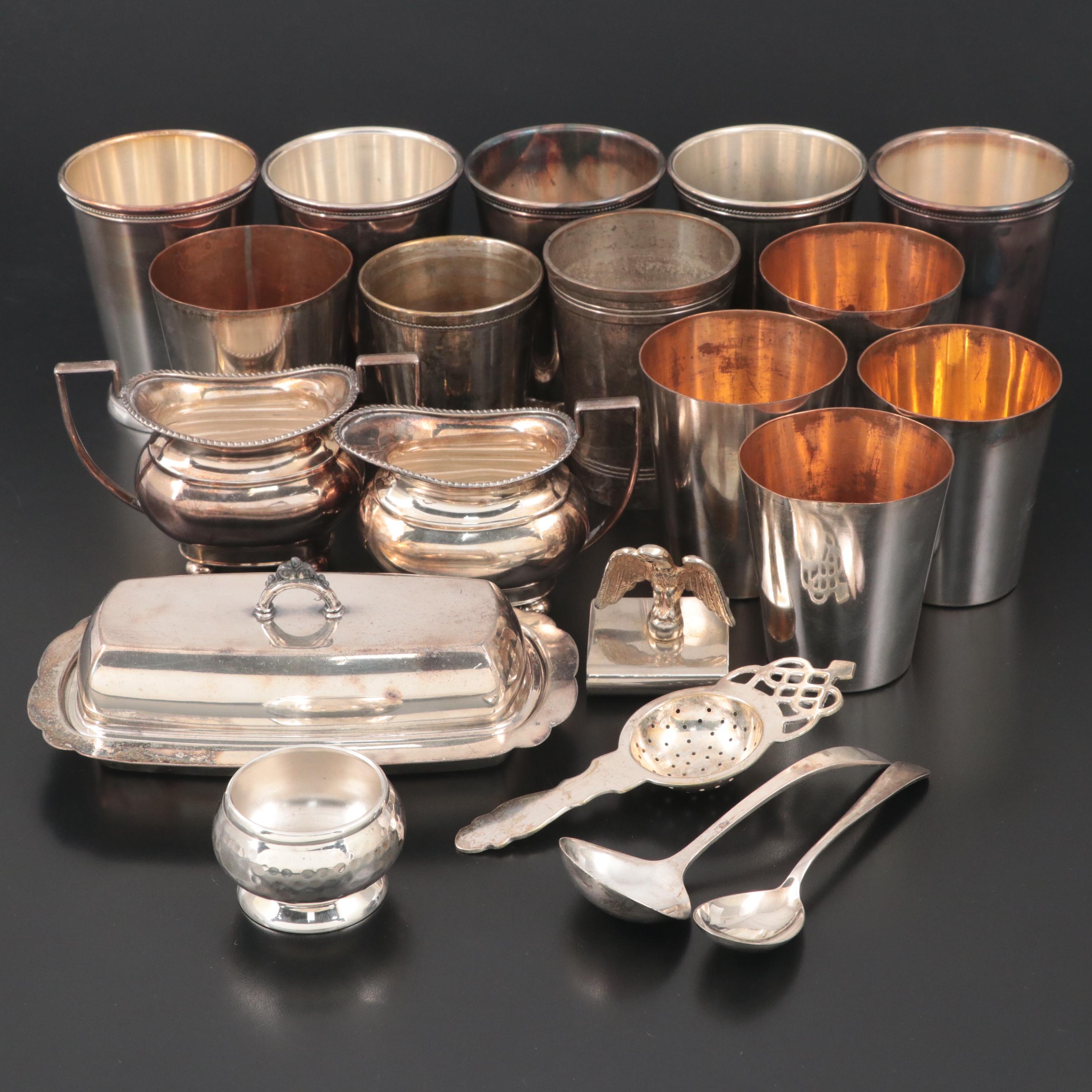 International Silver Co. Silver Plate Mint Julep Cups with Table Accessories