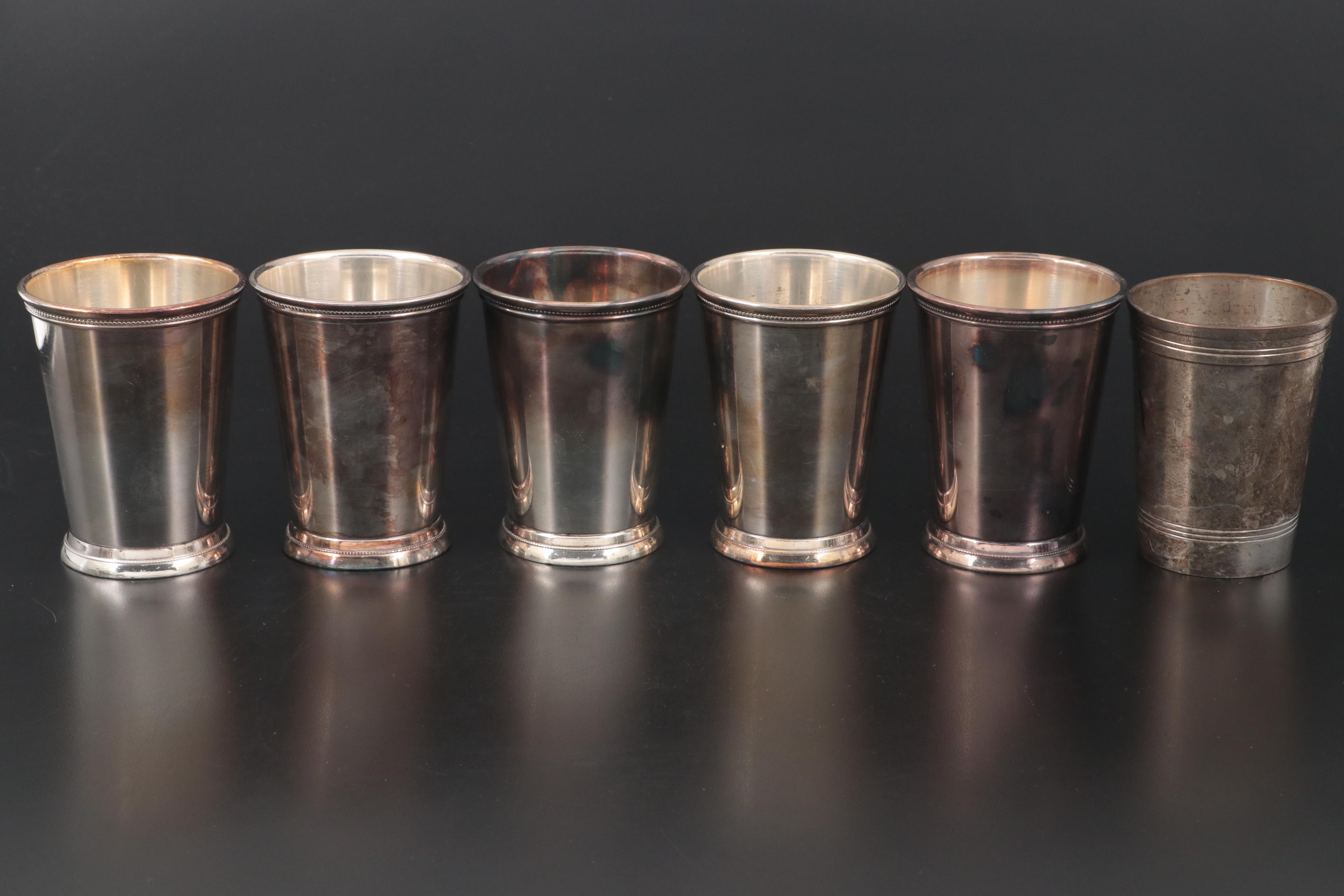 International Silver Co. Silver Plate Mint Julep Cups with Table Accessories