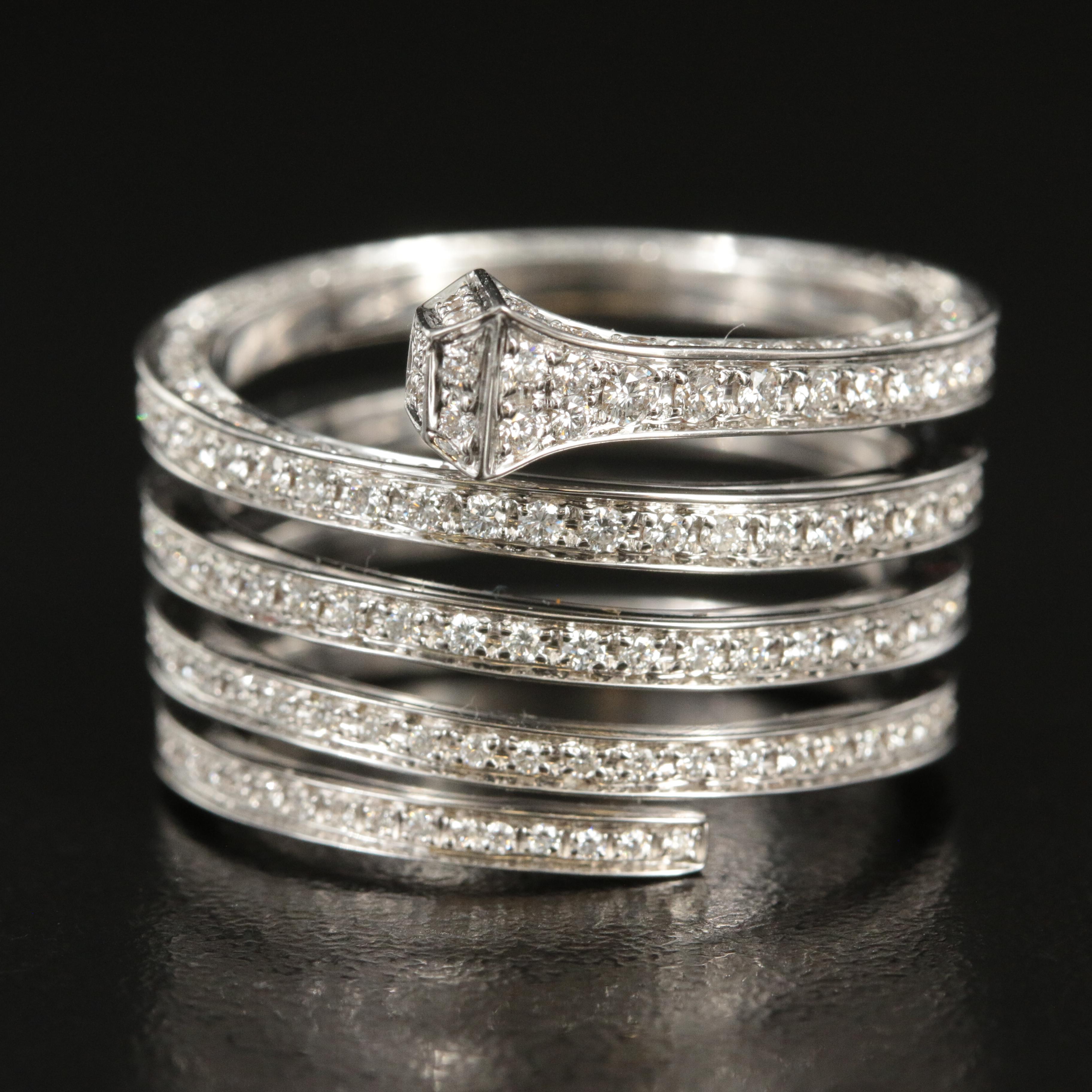 Gucci "Chiodo" 18K 2.28 CTW Diamond Five-Row Spiral Nail Ring