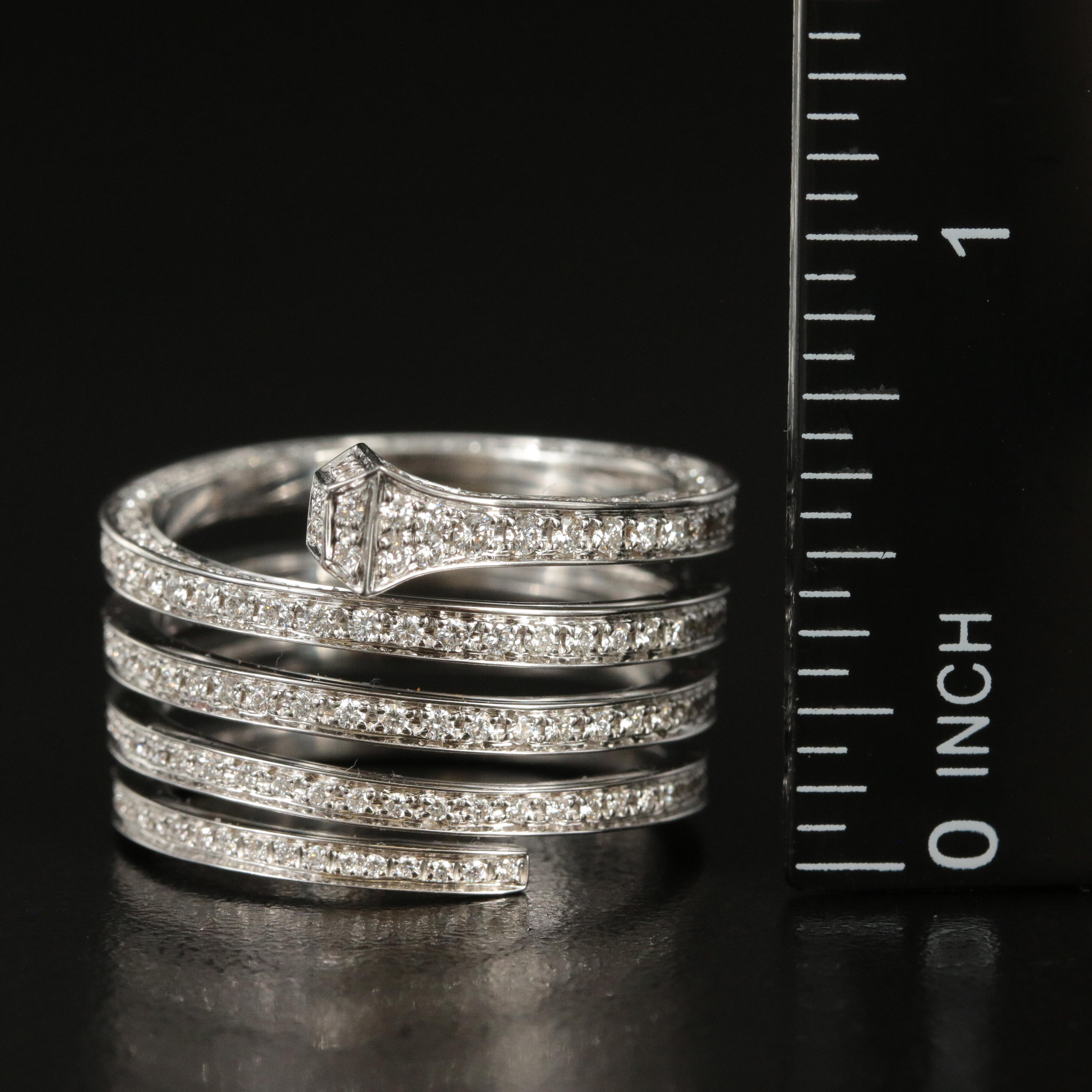 Gucci "Chiodo" 18K 2.28 CTW Diamond Five-Row Spiral Nail Ring