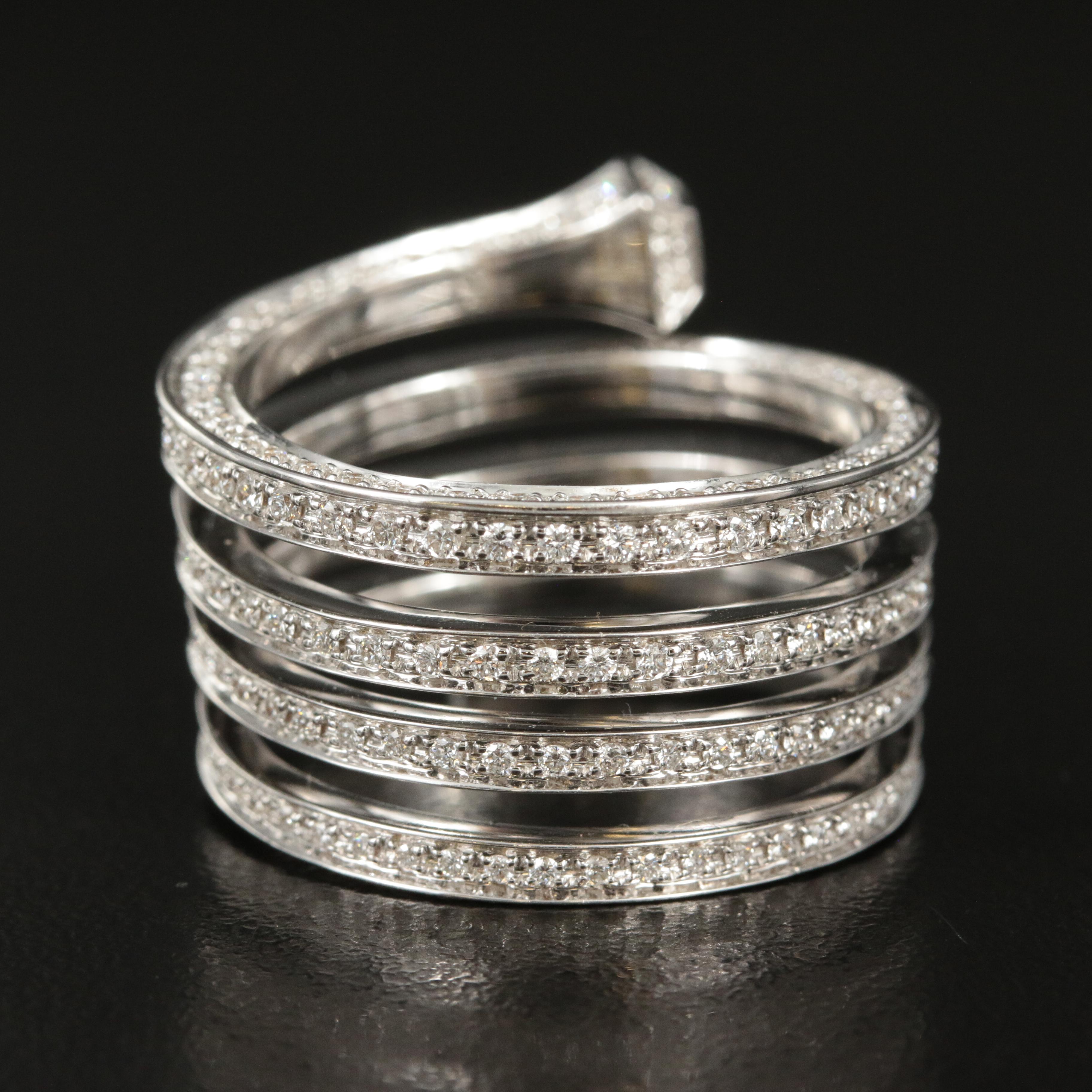Gucci "Chiodo" 18K 2.28 CTW Diamond Five-Row Spiral Nail Ring