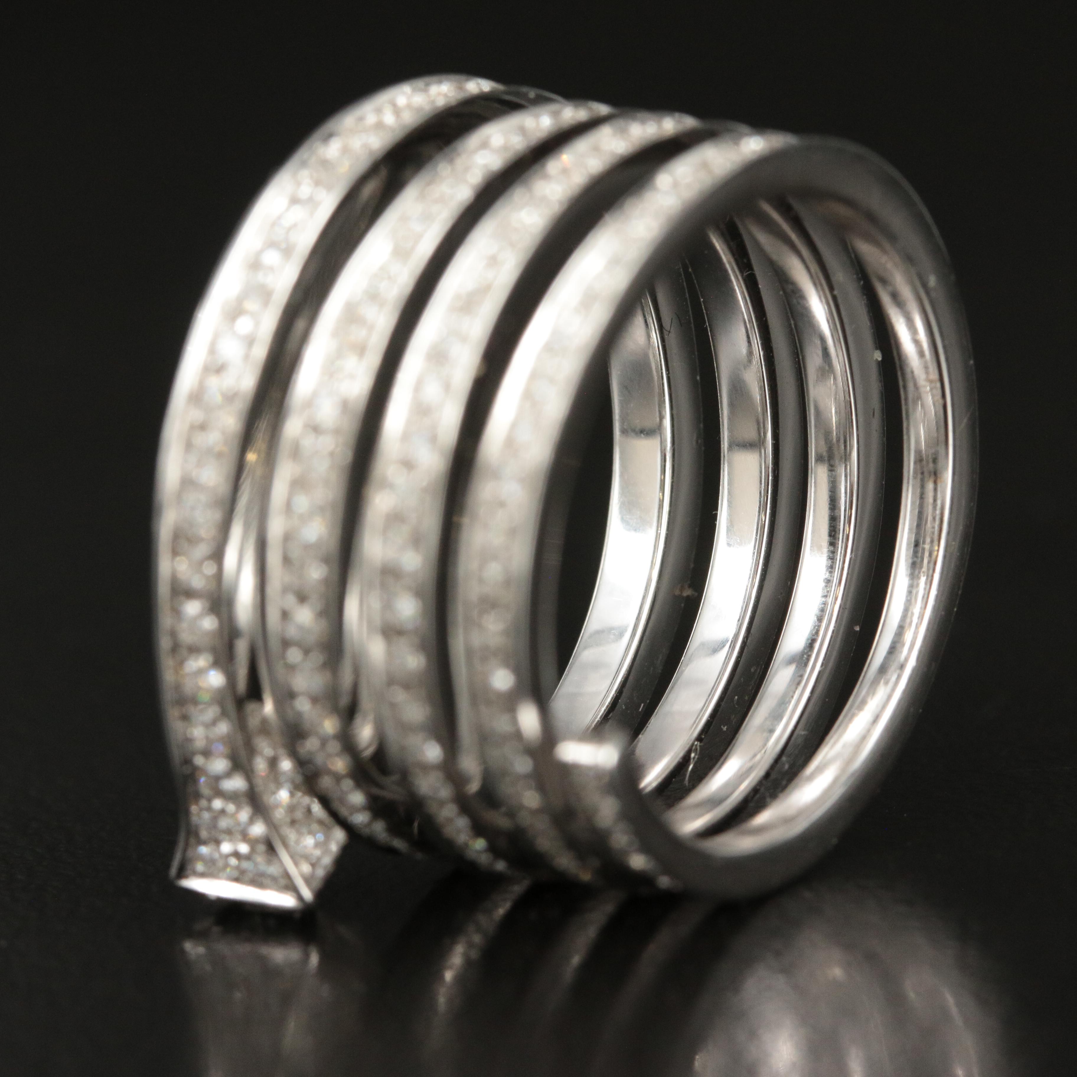 Gucci "Chiodo" 18K 2.28 CTW Diamond Five-Row Spiral Nail Ring