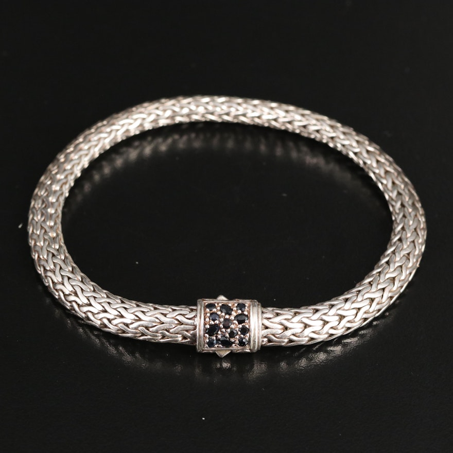 John Hardy Sterling Silver Classic Chain Bracelet with Diamond Clasp