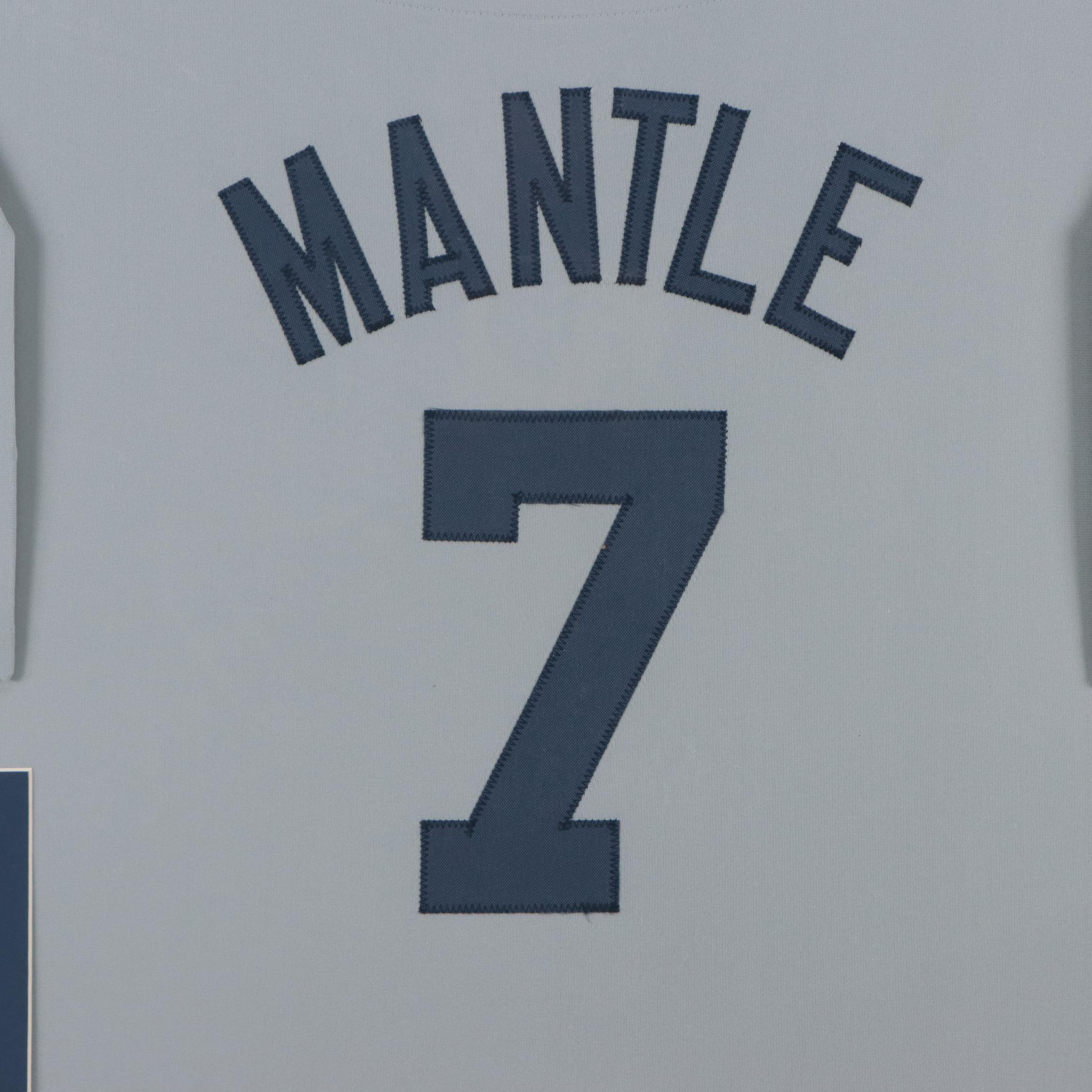 Mickey Mantle Signed Photograph with Matted Jersey In Framed Display | EBTH