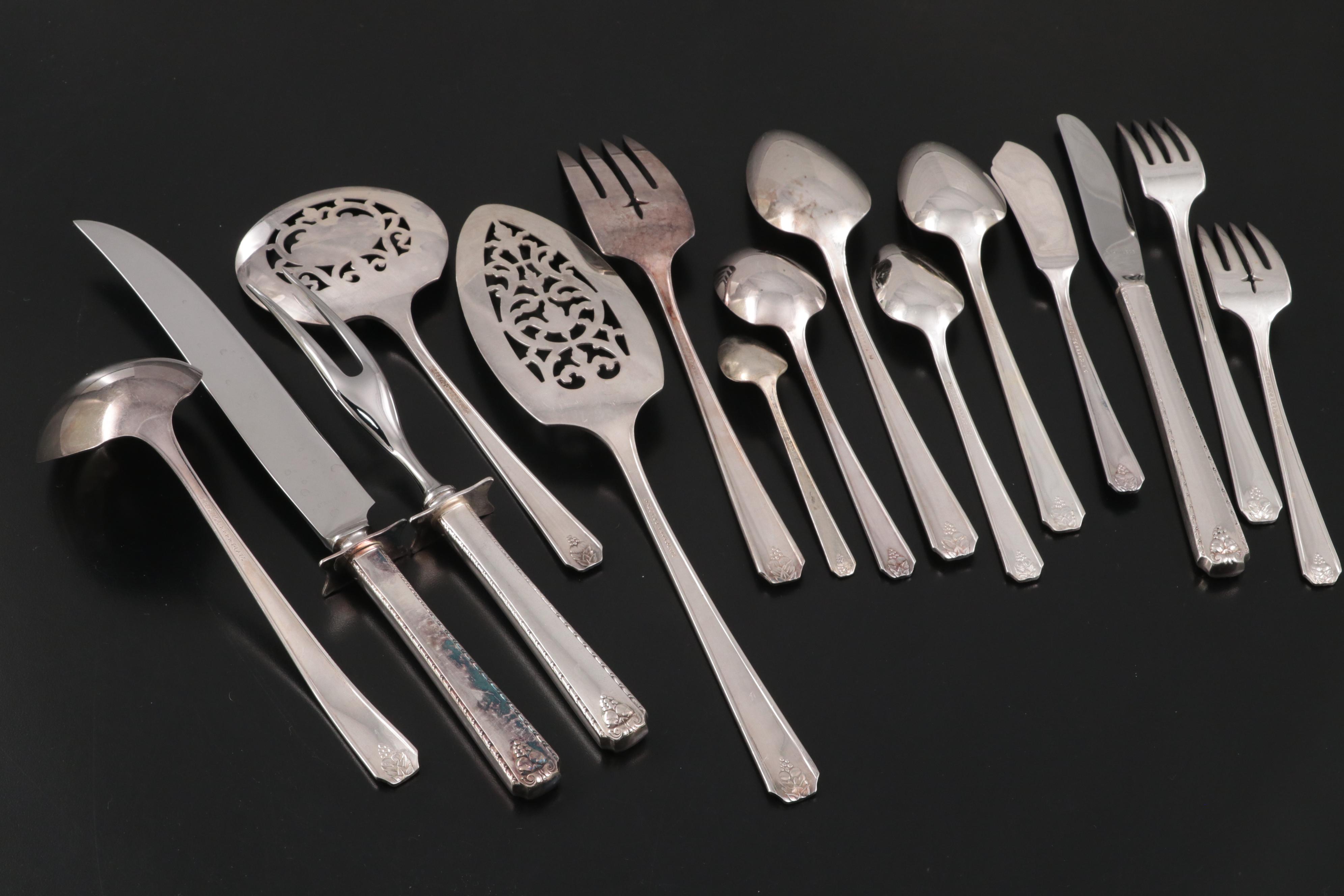 Prestige Plate "Bordeaux" Flatware in Storage Chest, Mid-20th Century