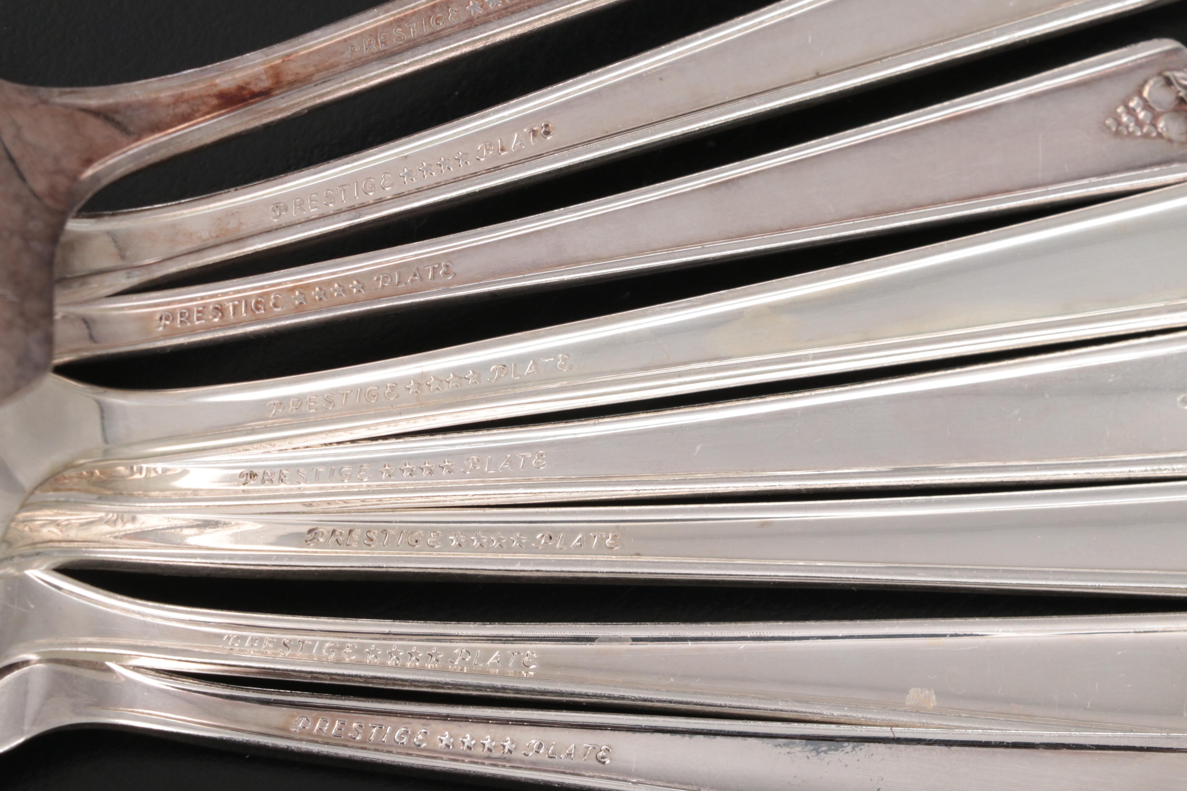 Prestige Plate "Bordeaux" Flatware in Storage Chest, Mid-20th Century