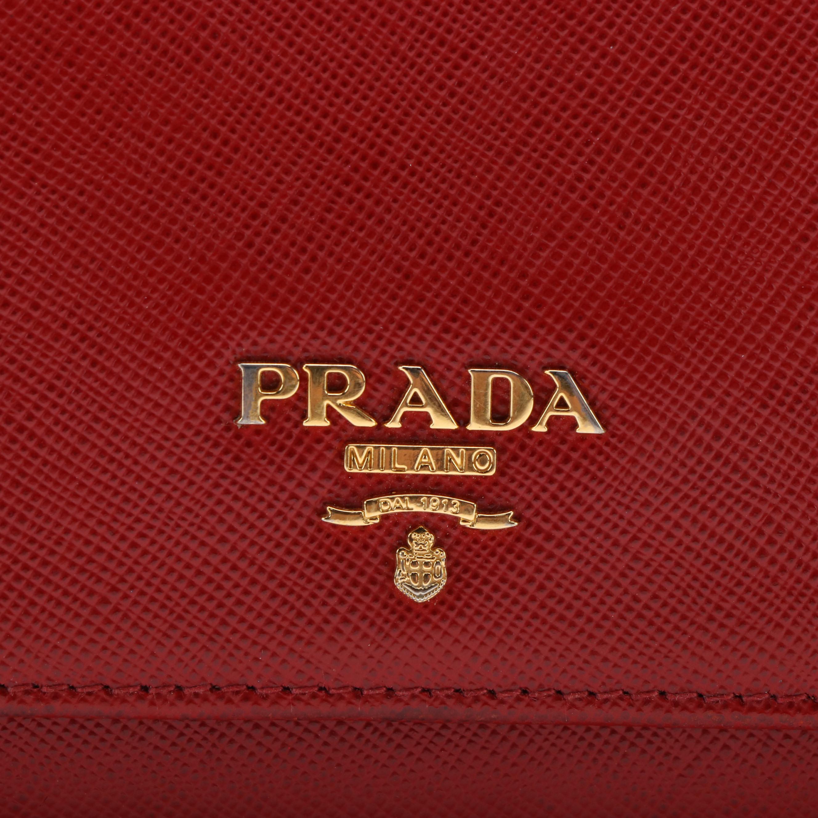 Prada Red Saffiano Leather Long Wallet