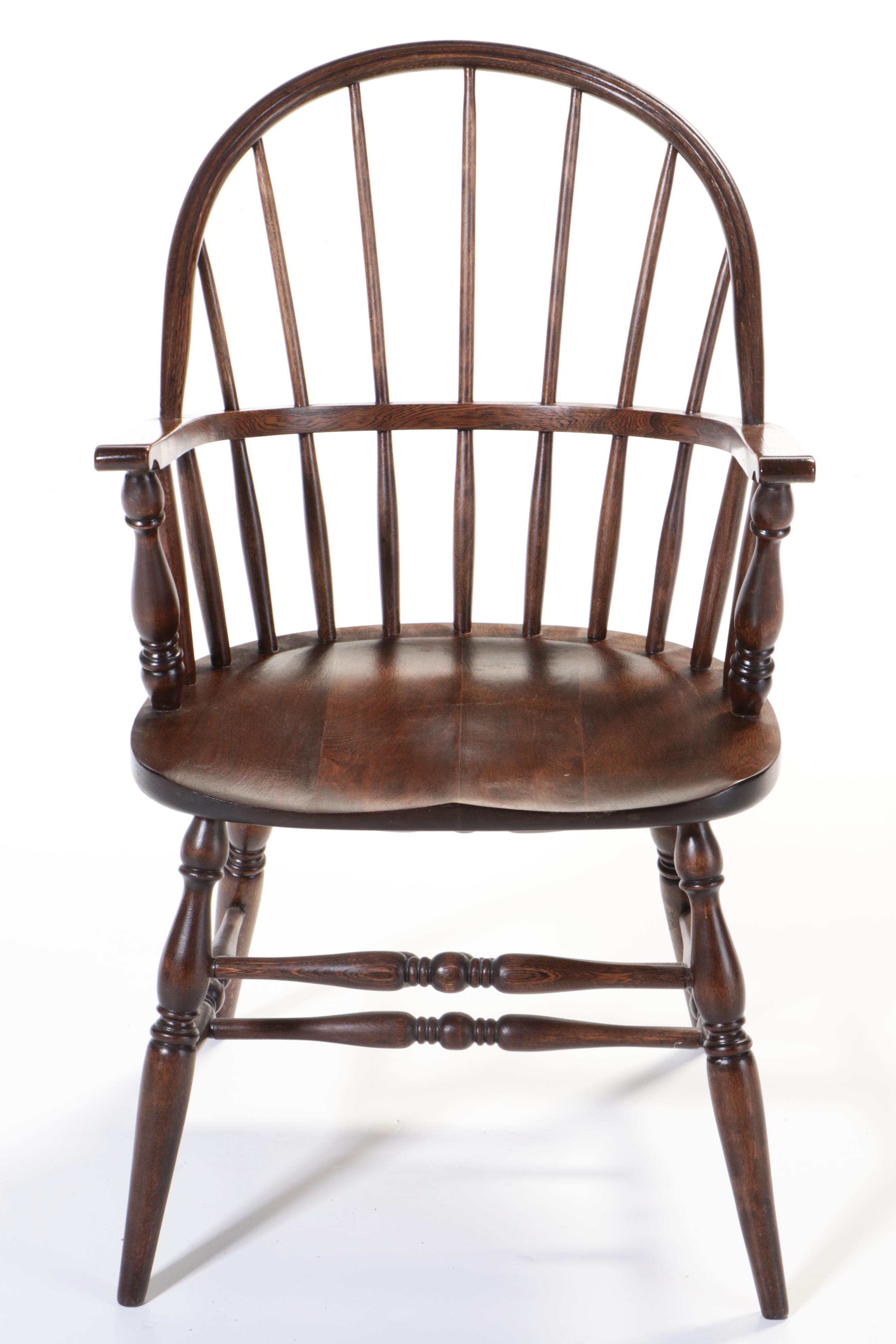 Colonial Style Elm Sack-Back Windsor Armchair